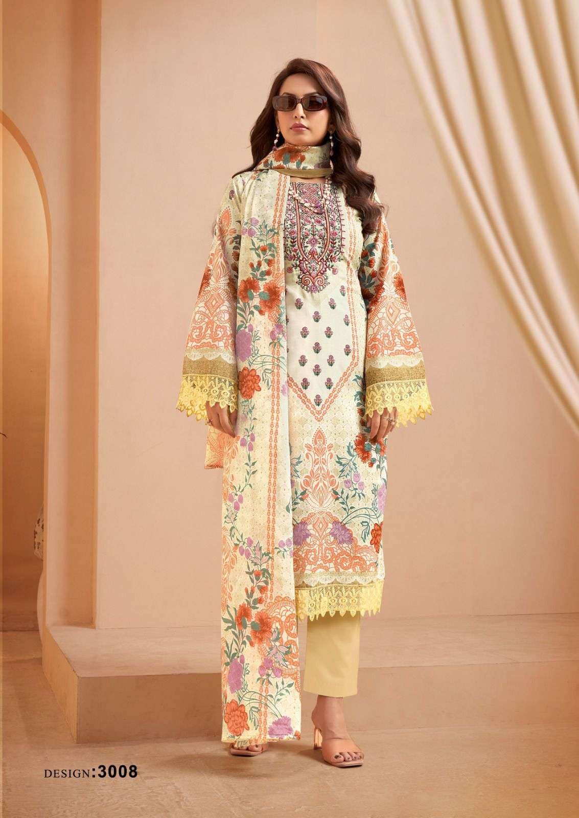 KEVAL FAB MIZAJ M PRINTS VOL 3 COTTON FANCY WORK SUIT