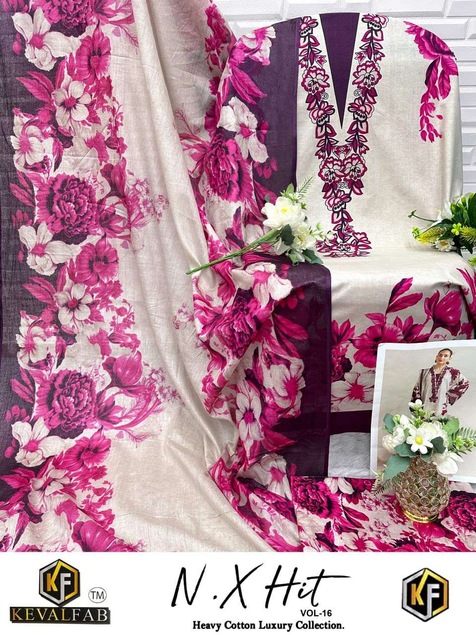 KEVAL FAB NX HIT COTTON LUXURY COLLECTION VOL 16 COTTON DIGITAL PRINTS SALWAR SUIT