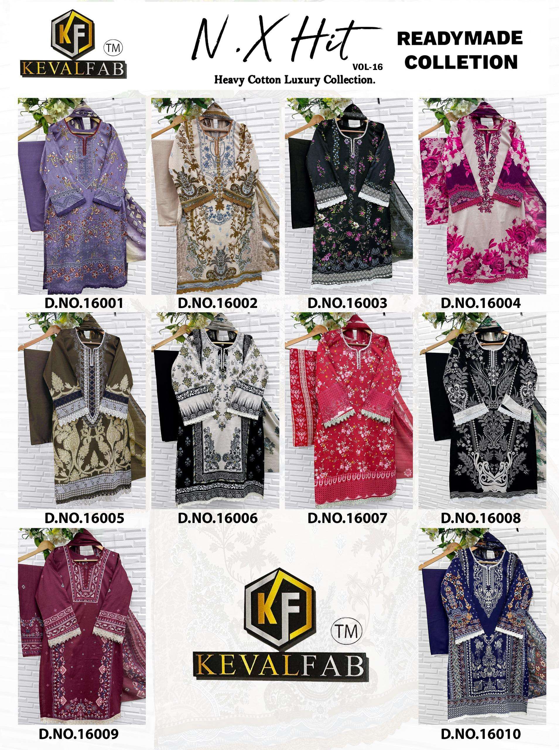 KEVAL FAB NX HIT COTTON LUXURY COLLECTION VOL 16 READY MADE COLLECTION 