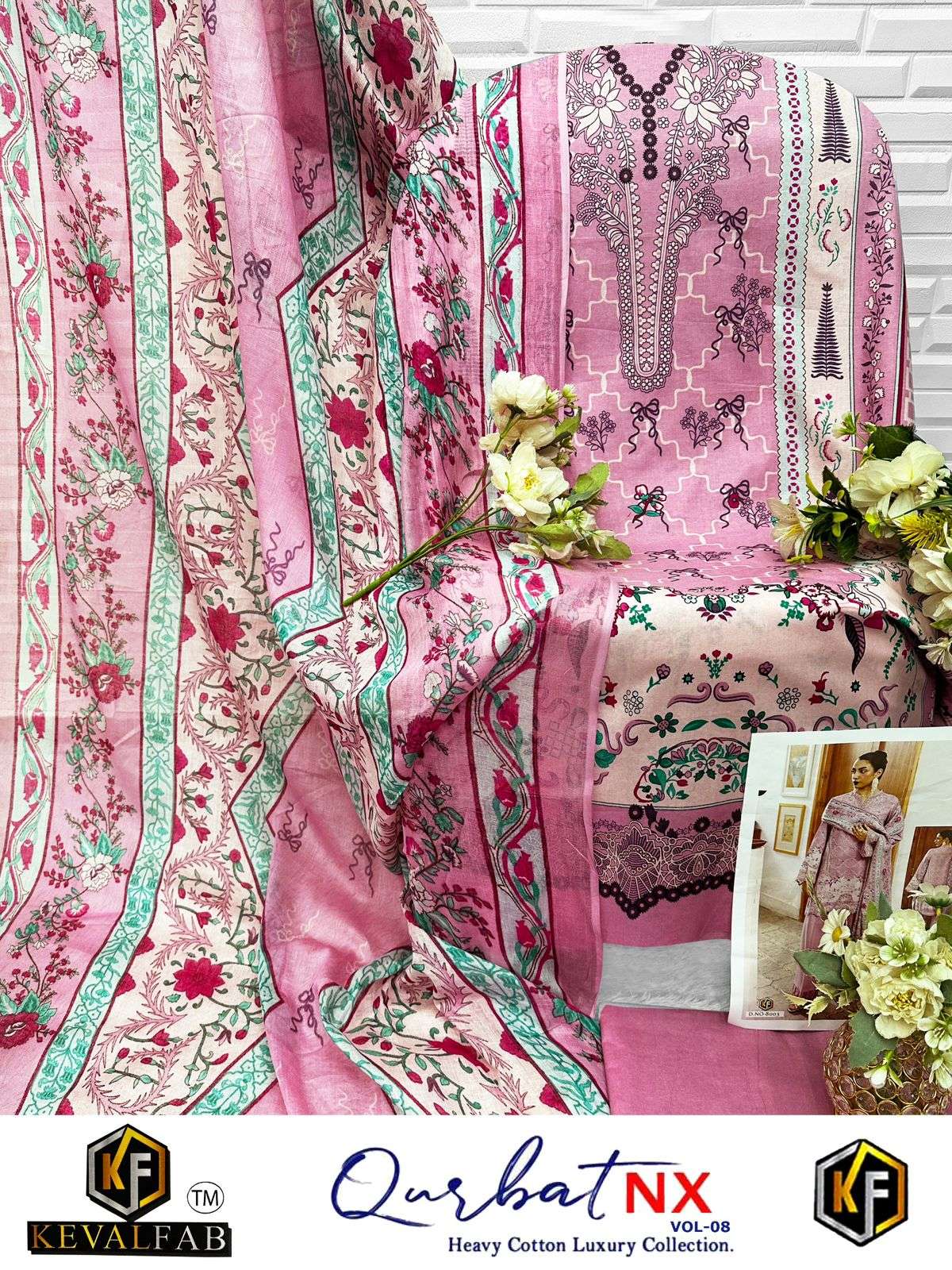 KEVAL FAB QURBAT NX VOL 8 NEW DESIGNS COTTON DIGITAL PRINTS SALWAR SUIT