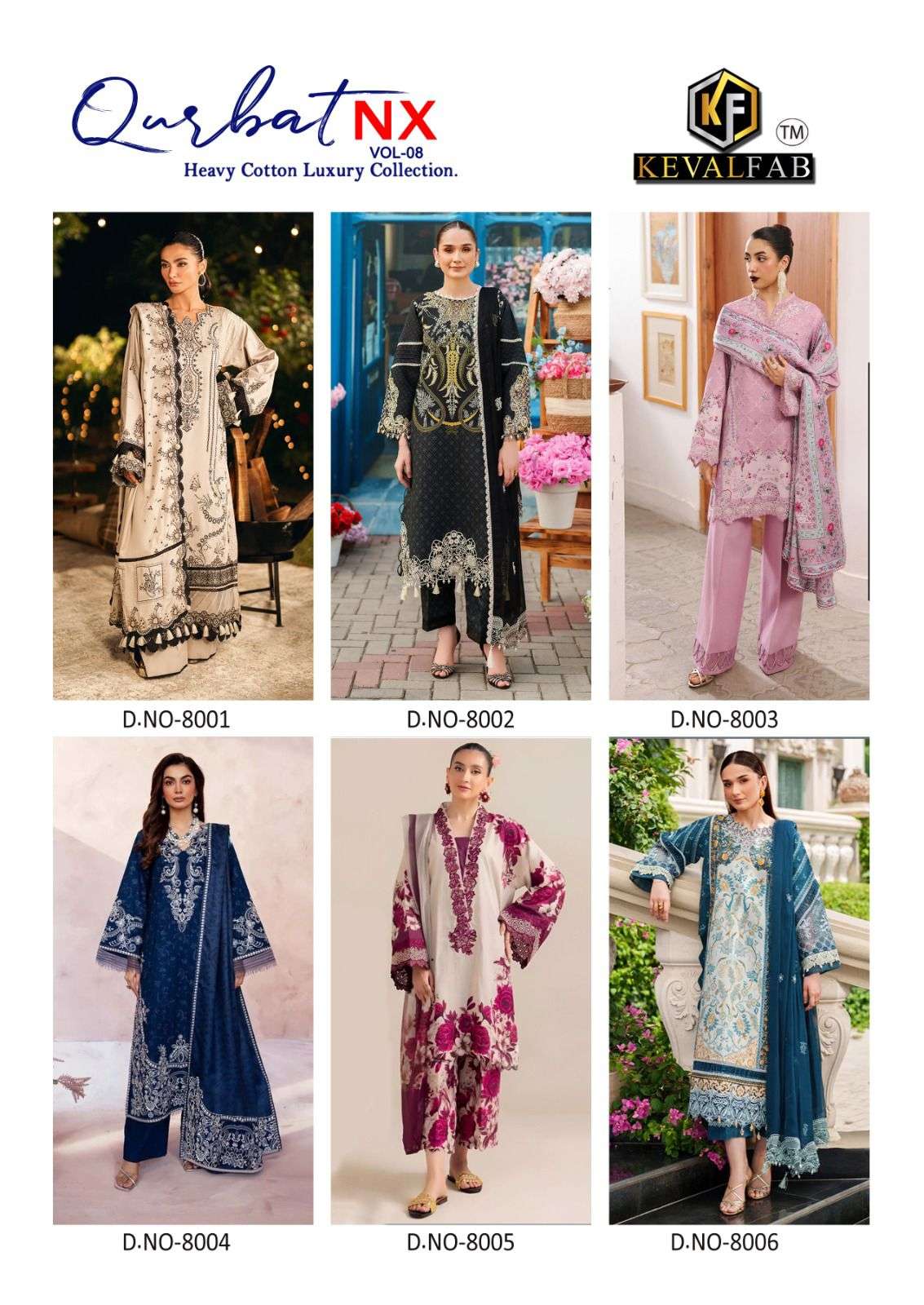 KEVAL FAB QURBAT NX VOL 8 NEW DESIGNS COTTON DIGITAL PRINTS SALWAR SUIT