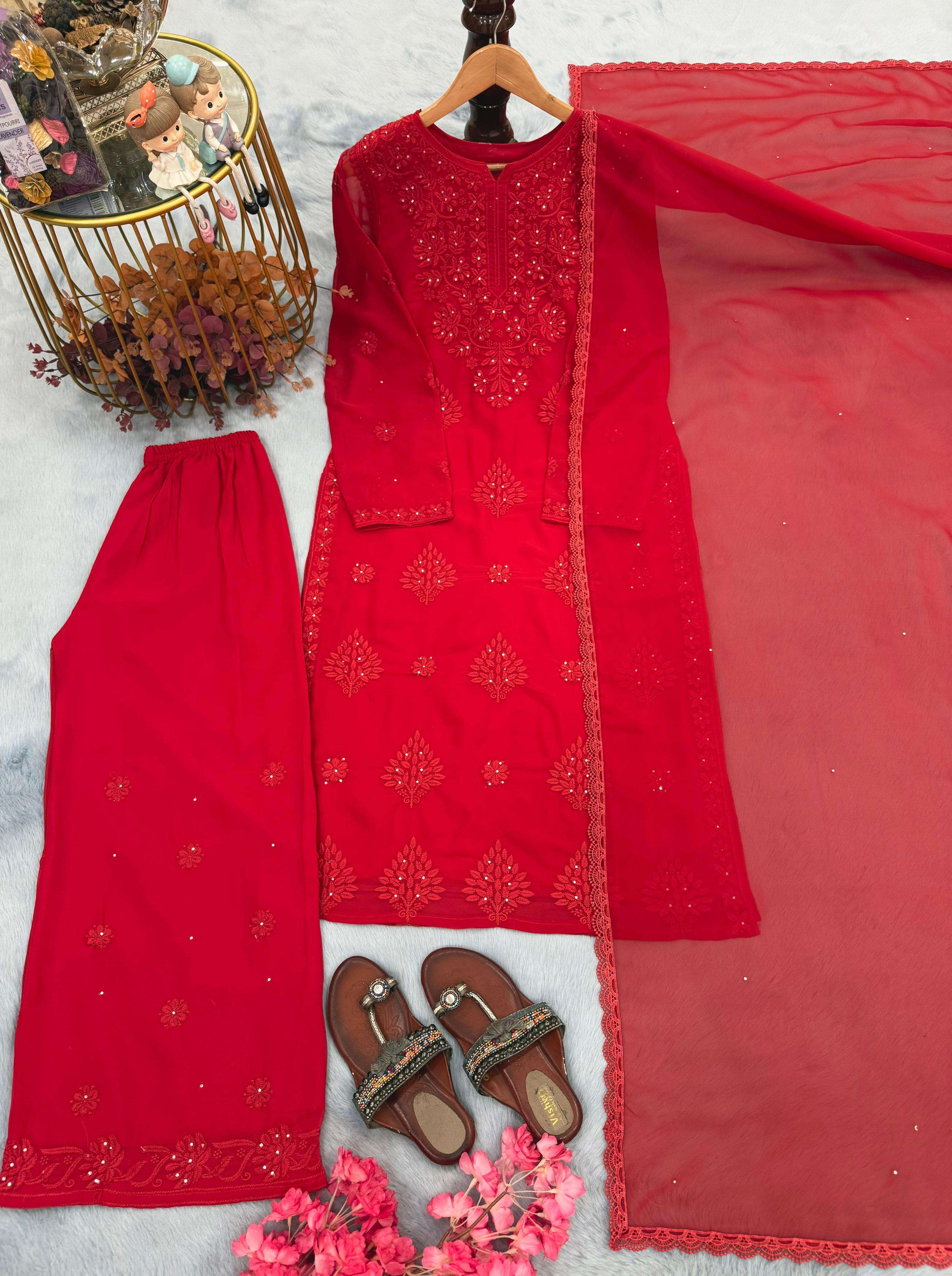 LADY LOOK 025 CHIKANKARI GEORGETTE FANCY DESIGNER LADIES SUIT