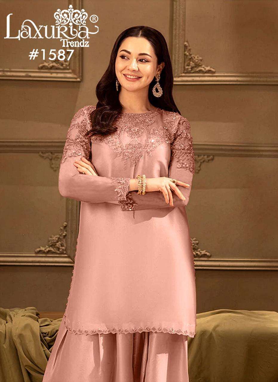 LAXURIA TRENDZ D NO 1587 SATIN BEAUTIFUL DESIGNER LOOK FARSHI SALWAR SUIT