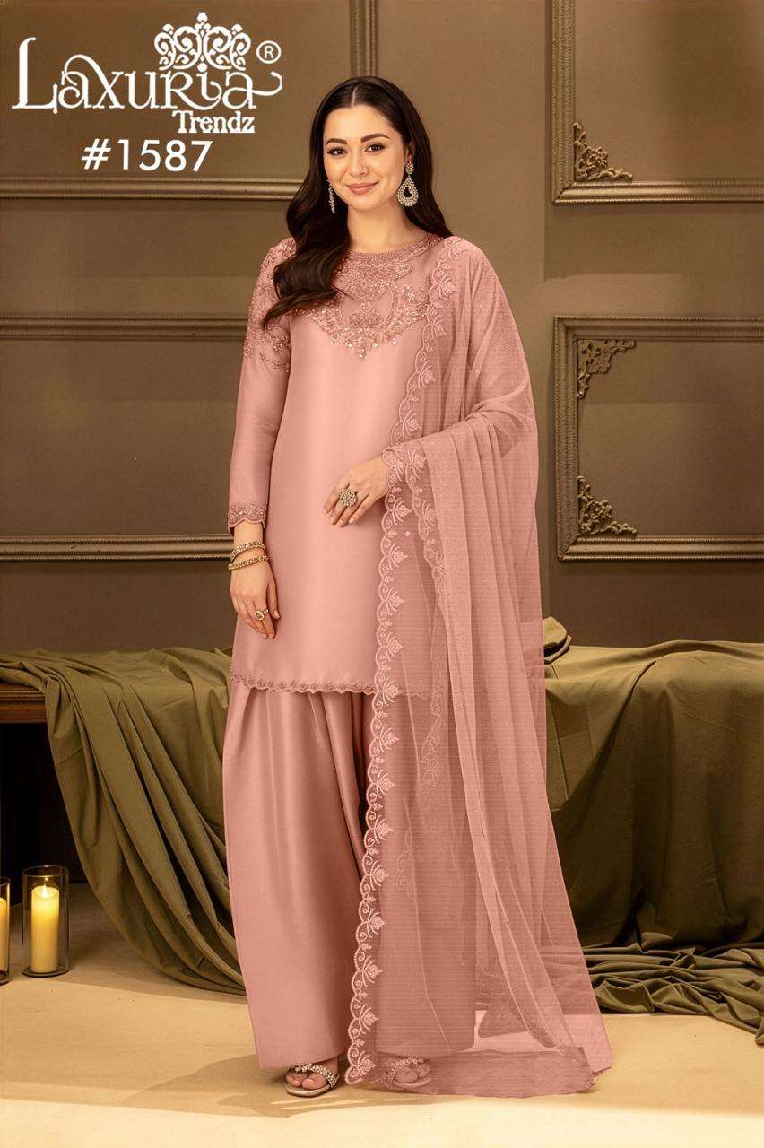 LAXURIA TRENDZ D NO 1587 SATIN BEAUTIFUL DESIGNER LOOK FARSHI SALWAR SUIT