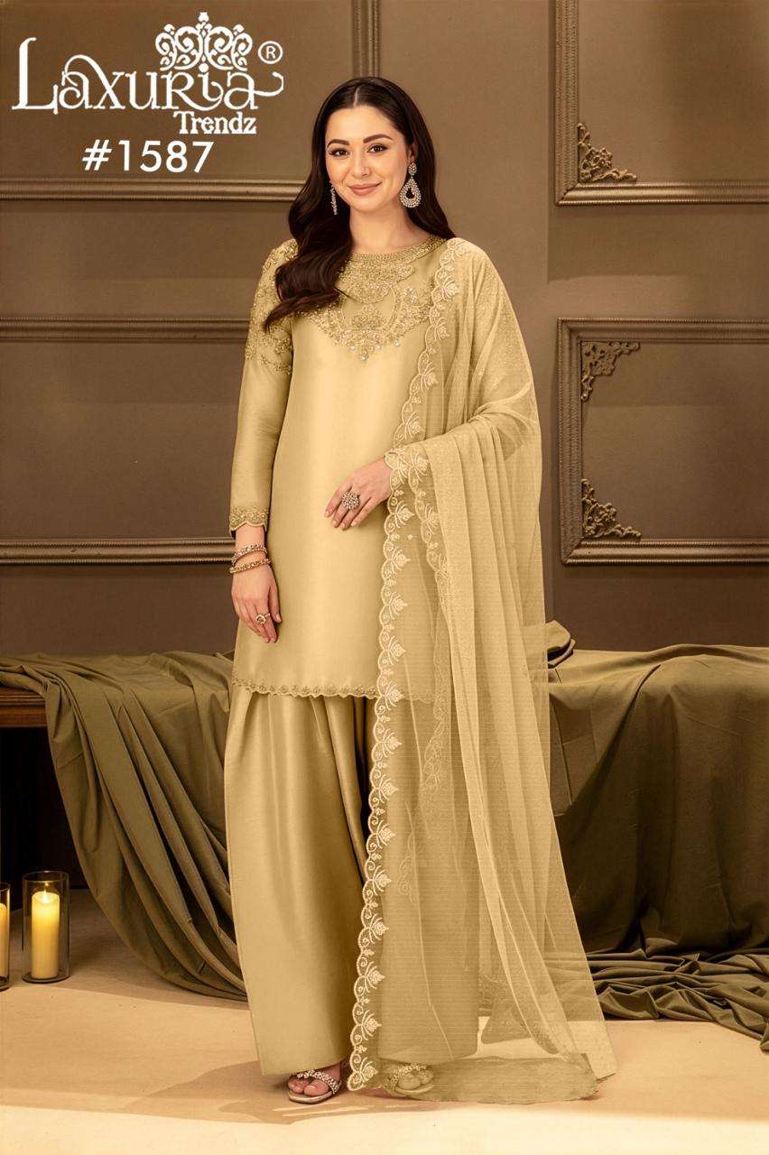 LAXURIA TRENDZ D NO 1587 SATIN BEAUTIFUL DESIGNER LOOK FARSHI SALWAR SUIT