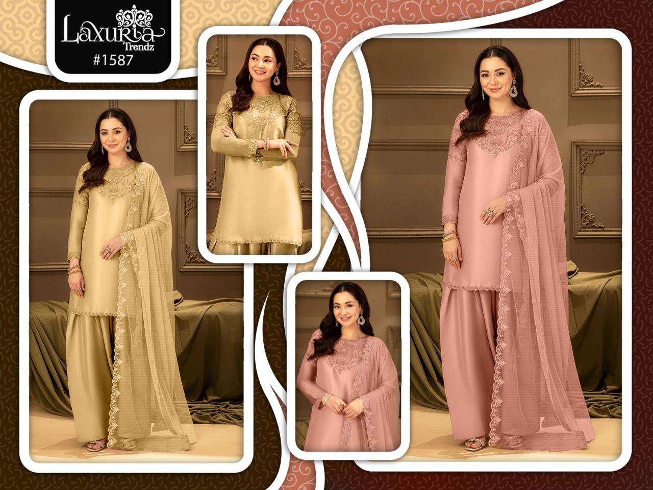 LAXURIA TRENDZ D NO 1587 SATIN BEAUTIFUL DESIGNER LOOK FARSHI SALWAR SUIT