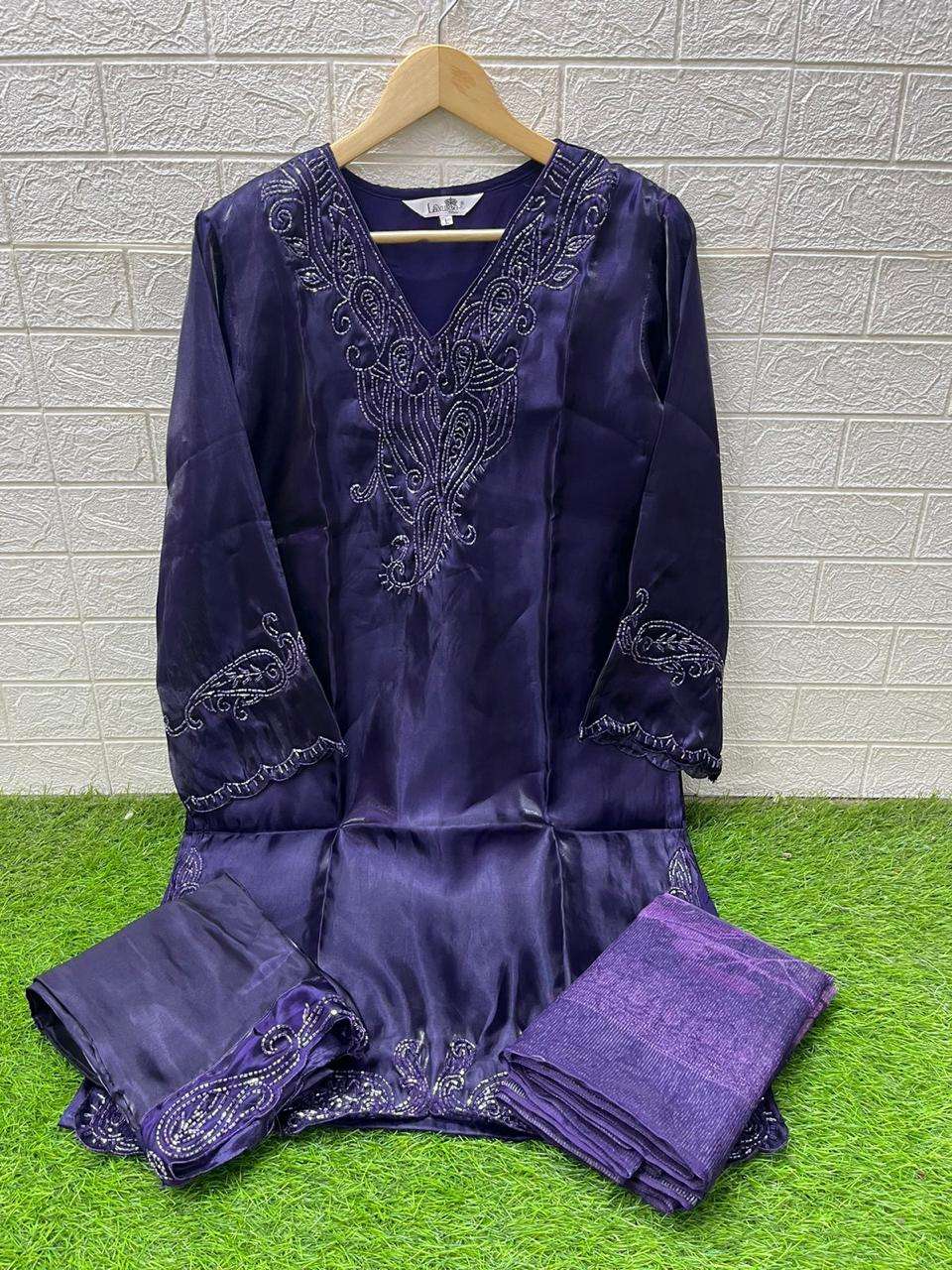 LAXURIA TRENDZ D NO 1589 SATIN BEAUTIFUL PAKISTANI STYLE DESIGNER LOOK SUIT