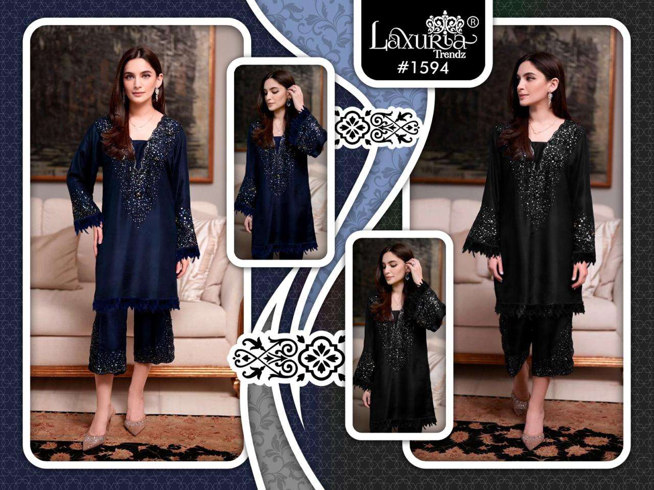 LAXURIA TRENDZ D NO 1594 SATIN BEAUTIFUL LOOK DESIGNER KURTI WITH PANT PAIR 