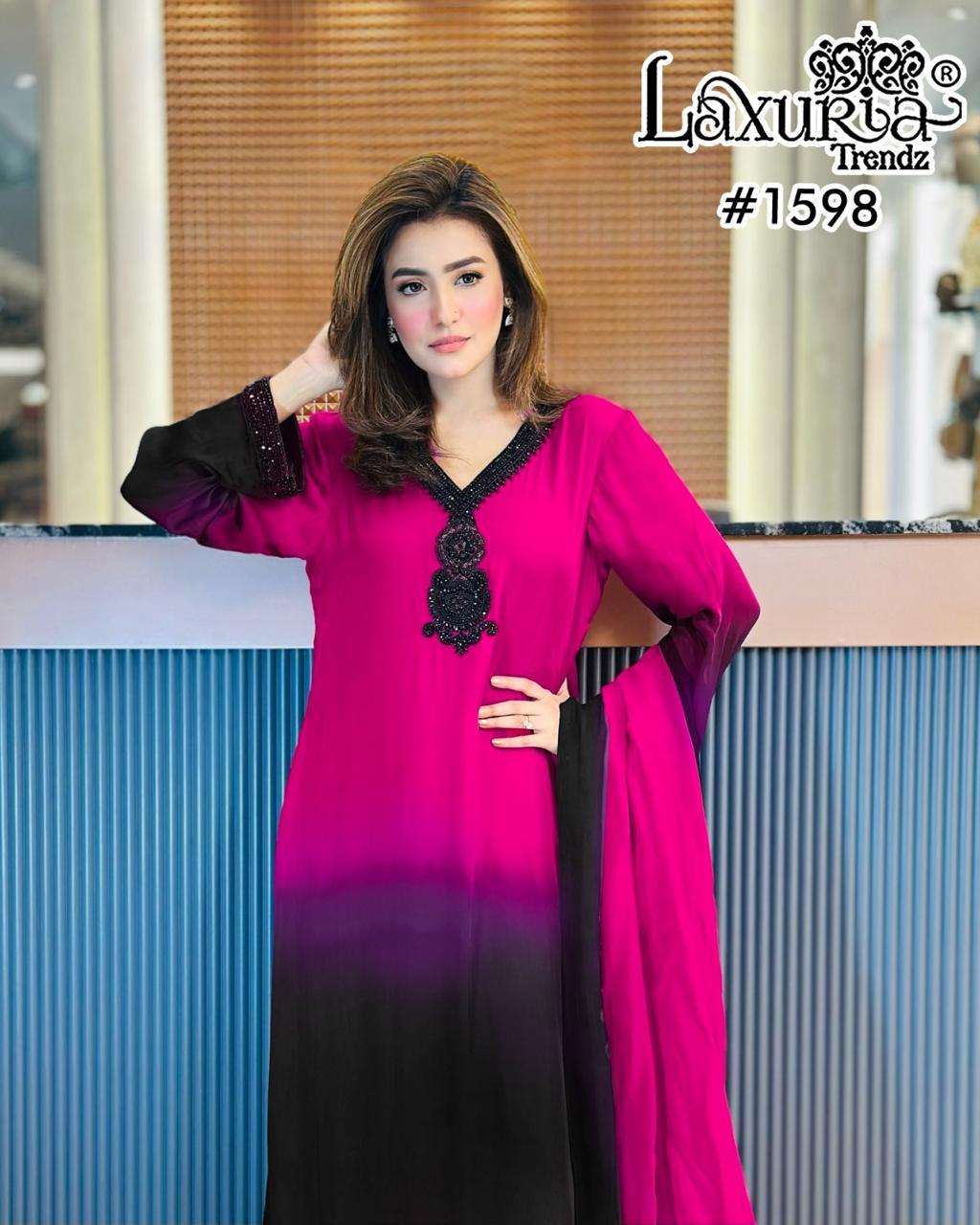 LAXURIA TRENDZ D NO 1598 SHADEED FABRIC BEAUTIFUL DESIGNER LOOK SUIT