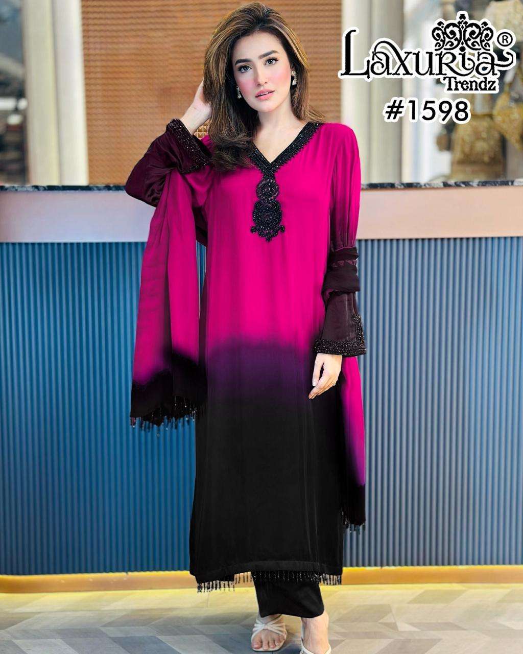 LAXURIA TRENDZ D NO 1598 SHADEED FABRIC BEAUTIFUL DESIGNER LOOK SUIT