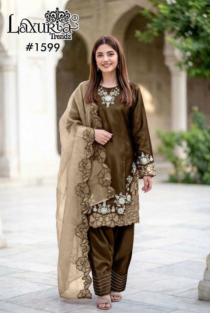 LAXURIA TRENDZ D NO 1599 SATIN BEAUTIFUL PAKISTANI DESIGNER LOOK LADIES SUIT
