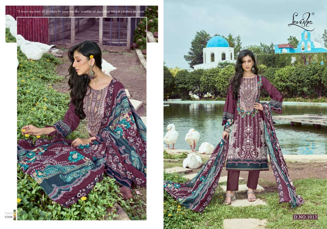LEVISHA MASHAKALI LAWN COTTON DIGITAL PRINT WITH FANCY WORK SUIT