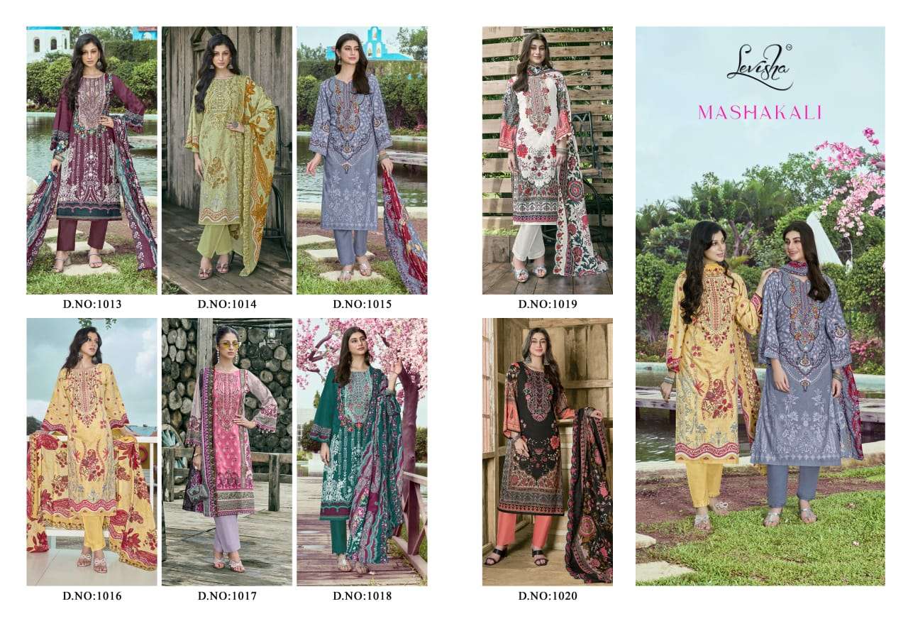 LEVISHA MASHAKALI LAWN COTTON DIGITAL PRINT WITH FANCY WORK SUIT