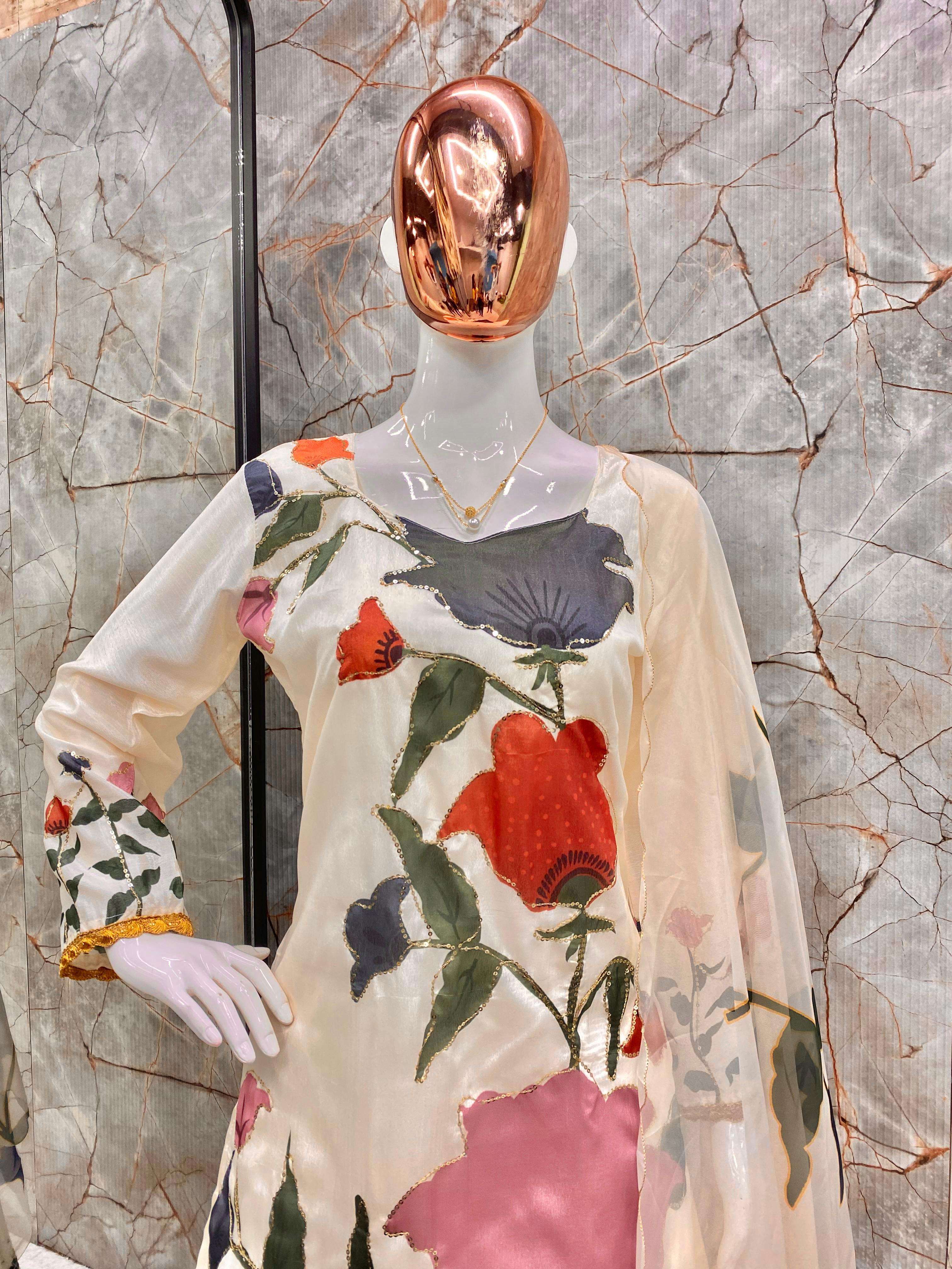 LG 1877 CHINON HEAVY EMBROIDERY DESIGNER FESTIVE WEAR GHARARA SUIT