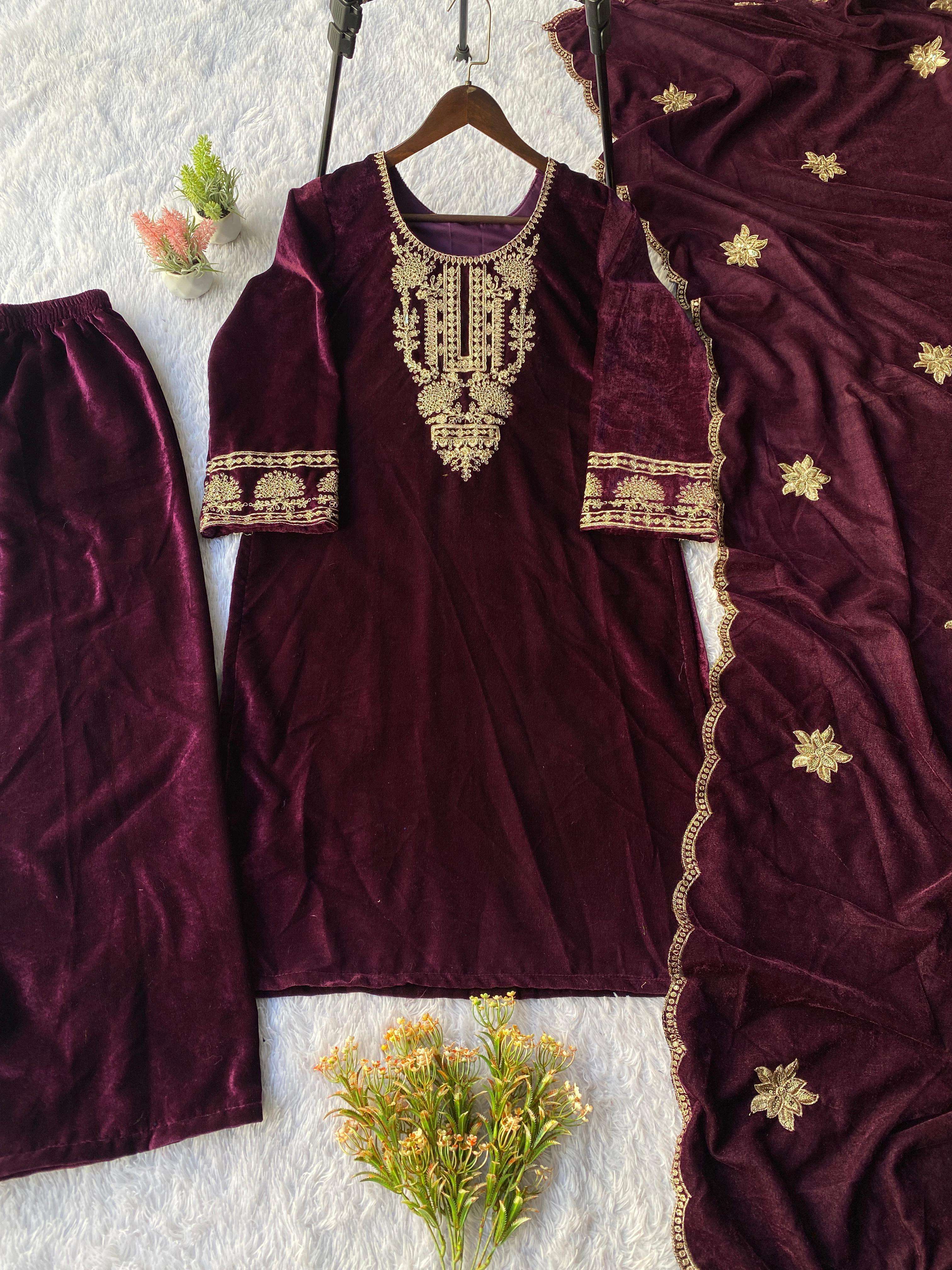 LG 2040 VELVET SEQUENCE EMBROIDERY DESIGNER WORK PAKISTANI STYLE SUIT