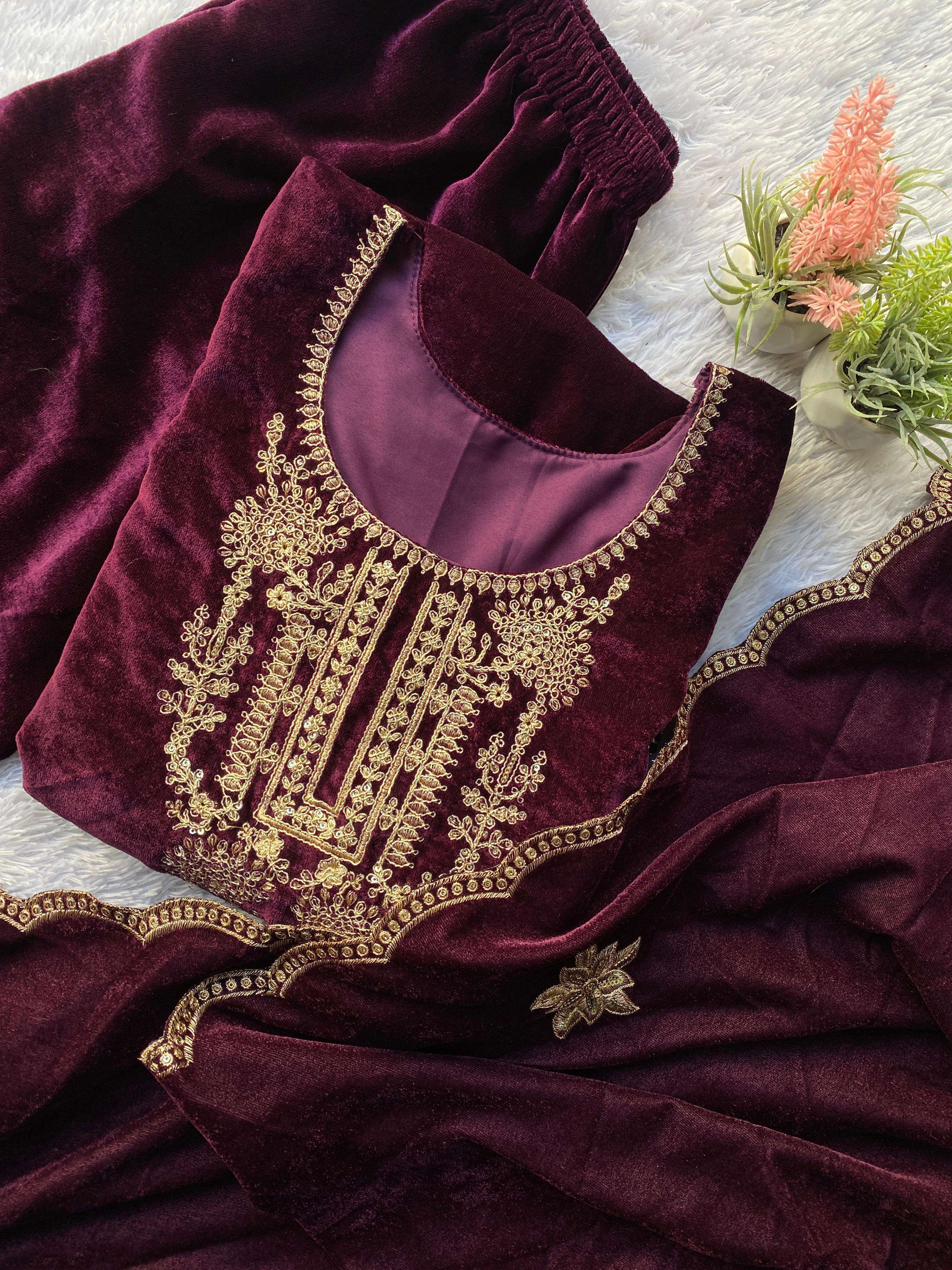 LG 2040 VELVET SEQUENCE EMBROIDERY DESIGNER WORK PAKISTANI STYLE SUIT