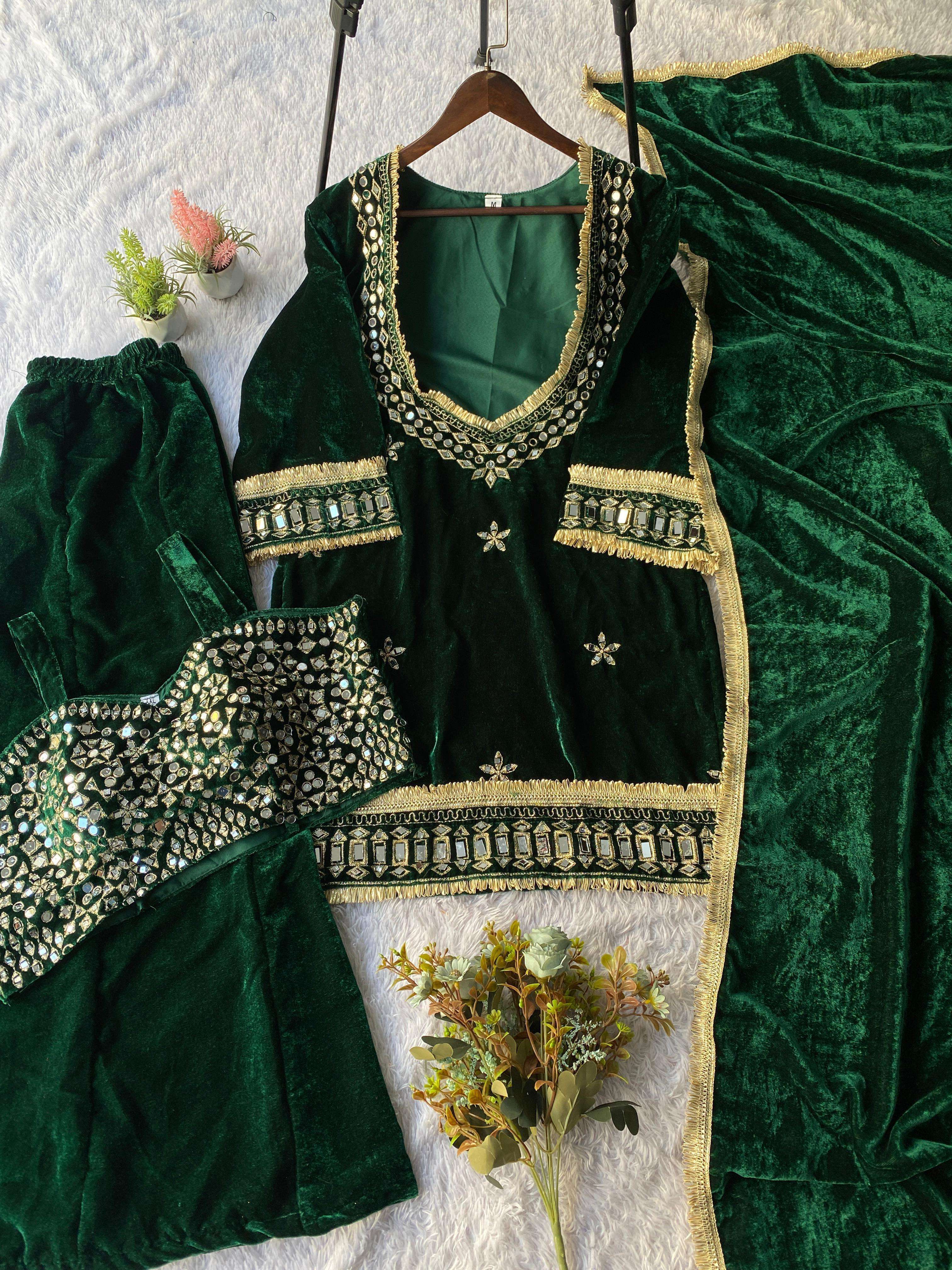 LG 2044 VELVET BEAUTIFUL PARTY WEAR DESIGNER LOOK LADIES SUIT