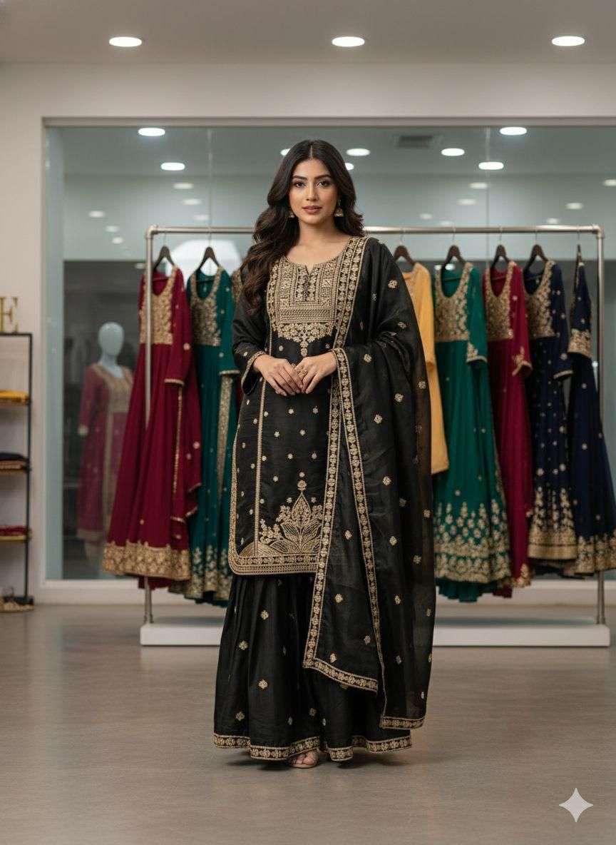 LG 2056 FOX GEORGETTE EMBROIDERY DESIGNER WORK PARTY WEAR LADIES SUIT