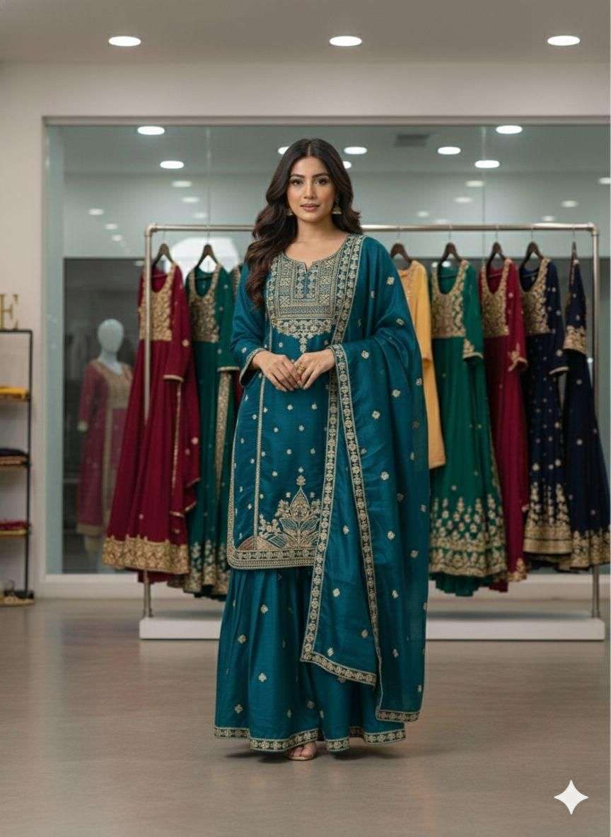 LG 2056 FOX GEORGETTE EMBROIDERY DESIGNER WORK PARTY WEAR LADIES SUIT