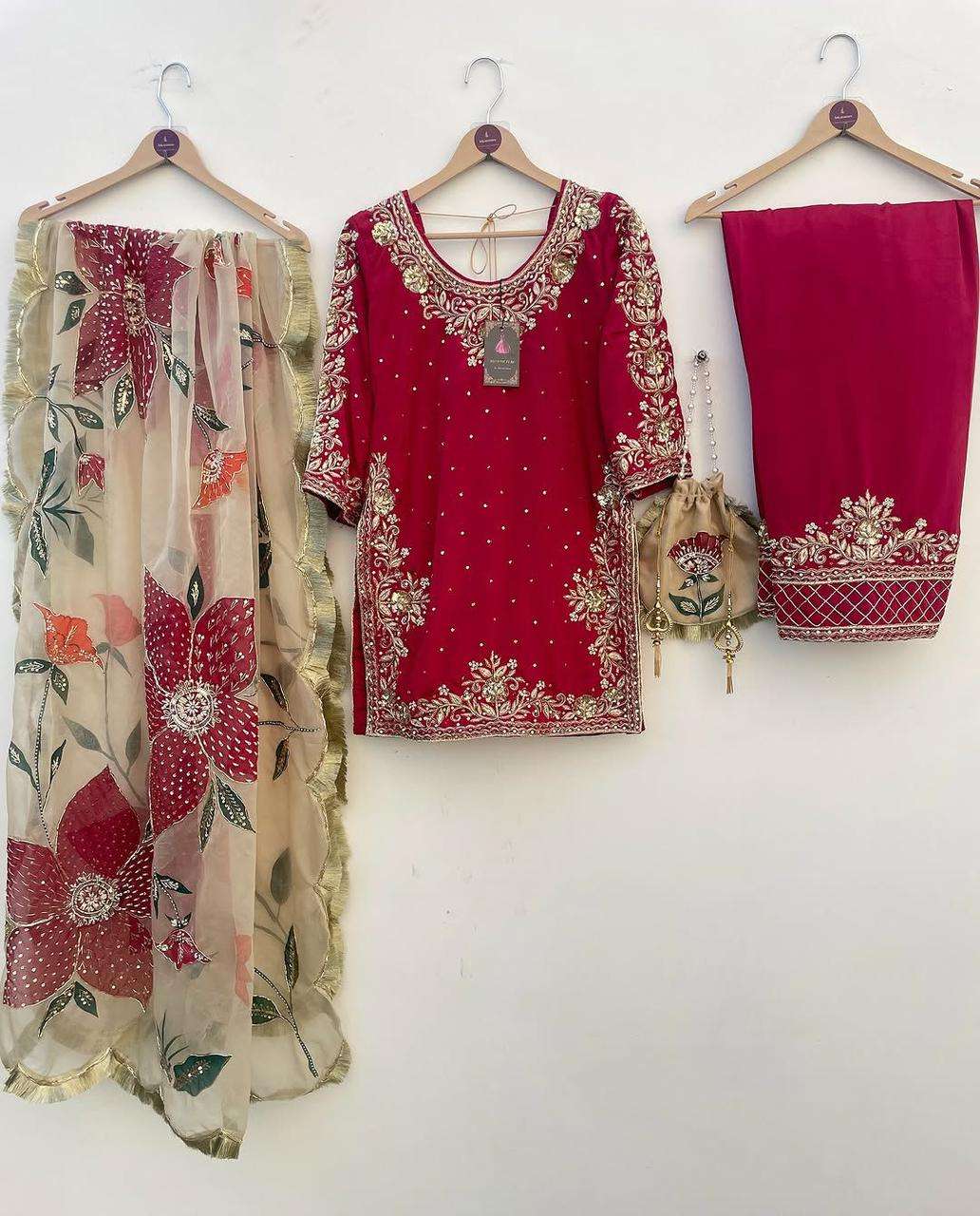 LG 2060 MAROON SILK HEAVY BEAUTIFUL DESIGNER PARTY WEAR LADIES SUIT