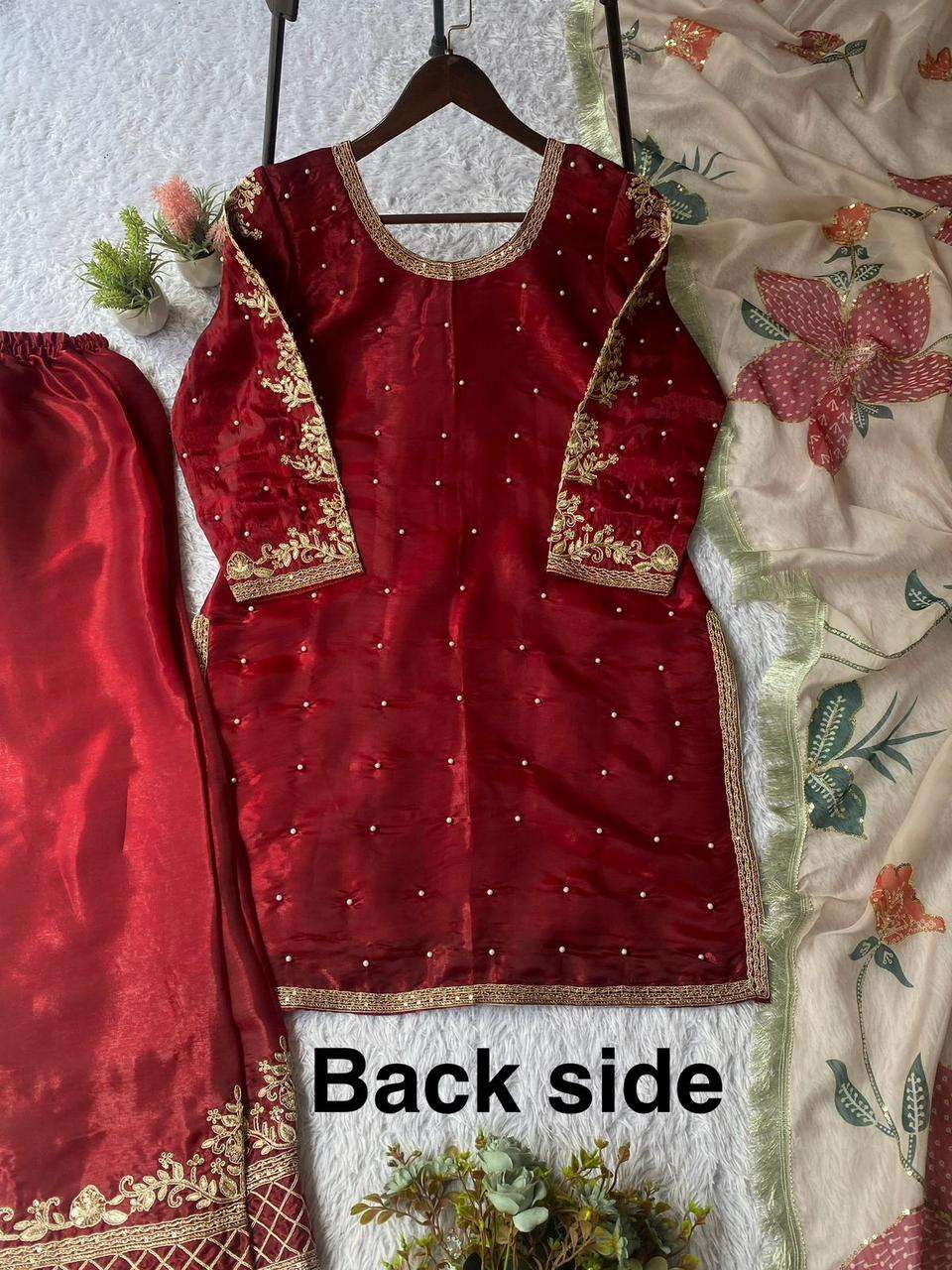 LG 2060 MAROON SILK HEAVY BEAUTIFUL DESIGNER PARTY WEAR LADIES SUIT