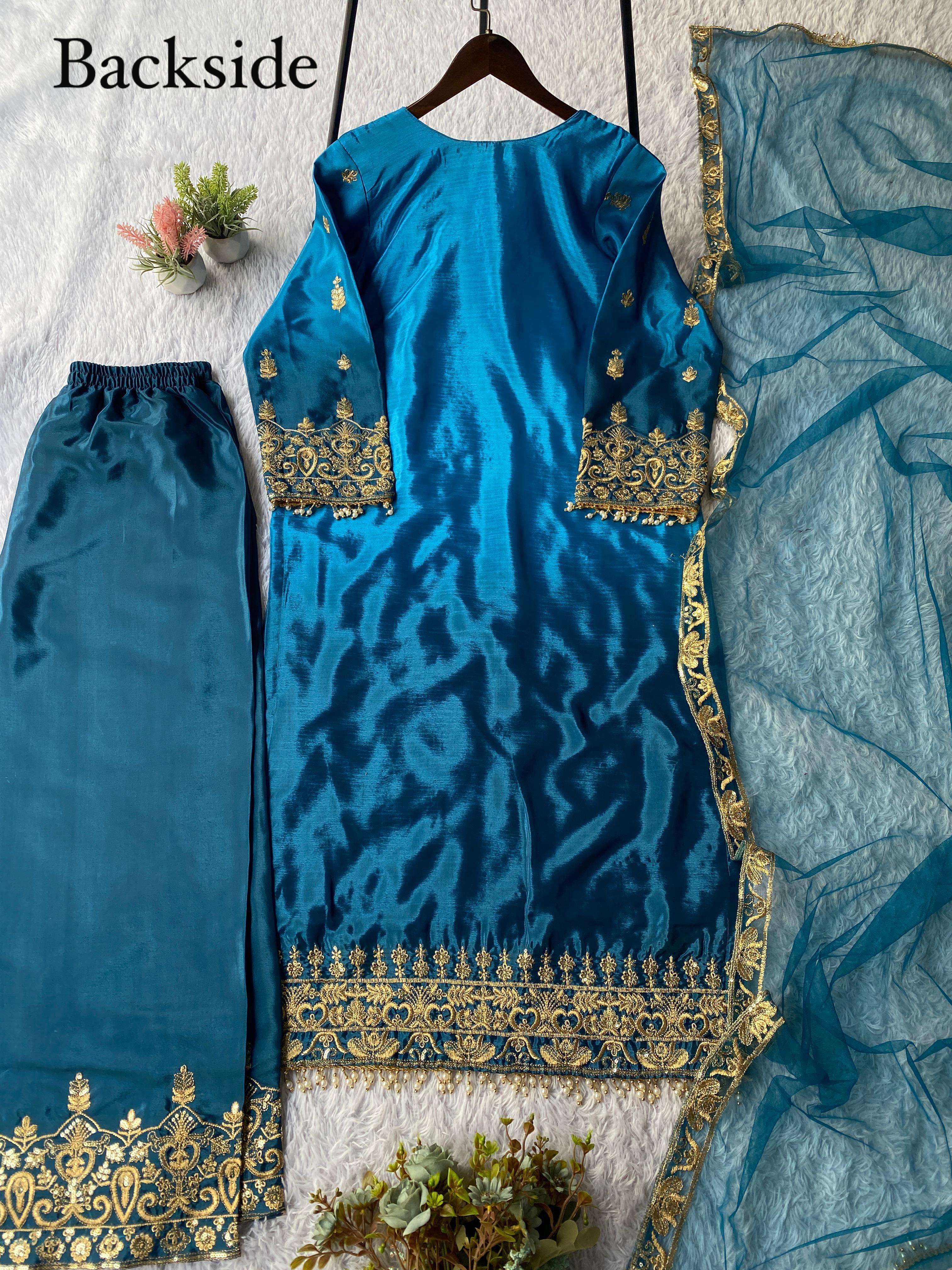 LG 2065 SILK FABRICS DESIGNER WORK LADIES KURTI BOTTOM AND DUPATTA SET 