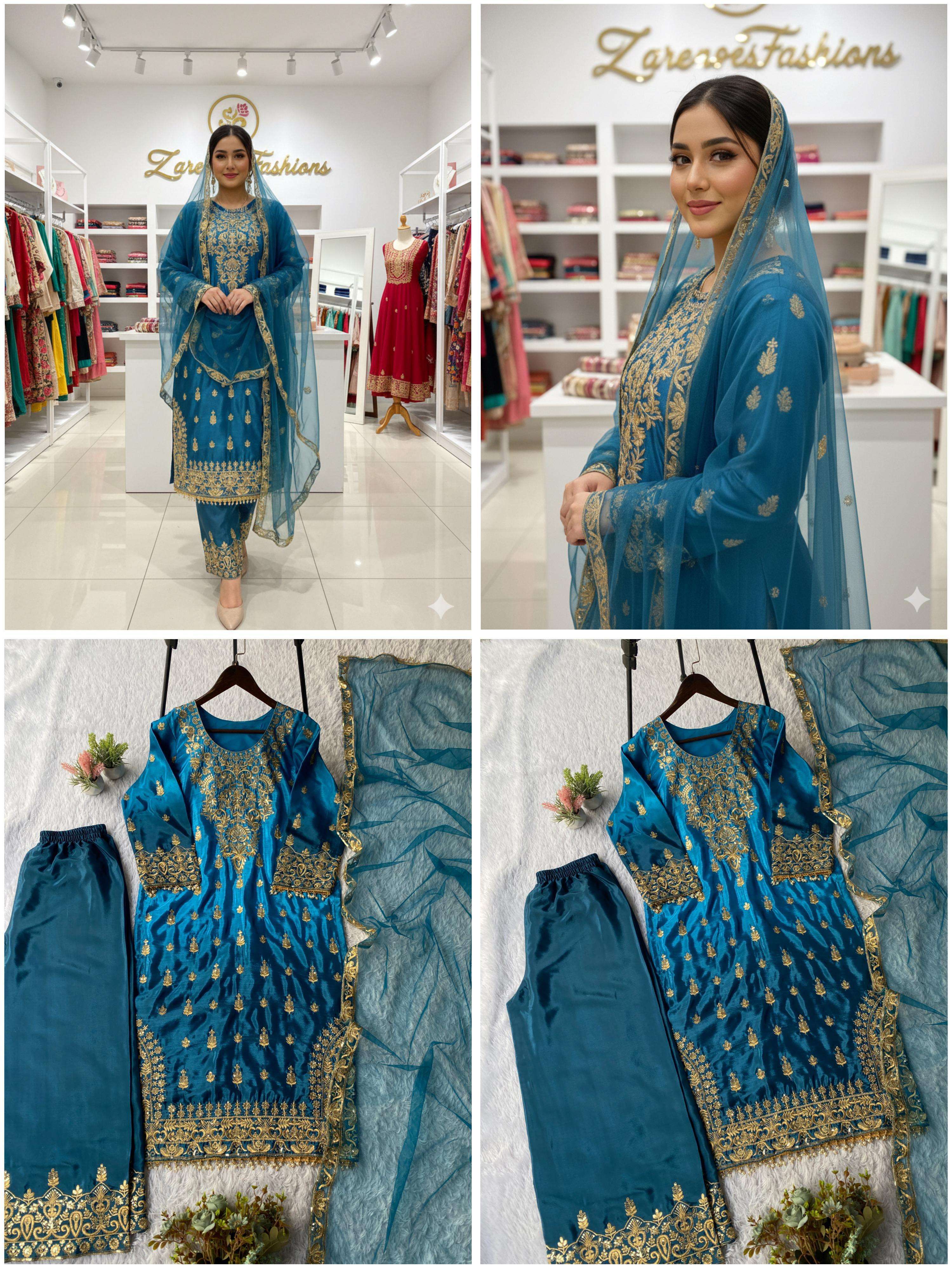 LG 2065 SILK FABRICS DESIGNER WORK LADIES KURTI BOTTOM AND DUPATTA SET 