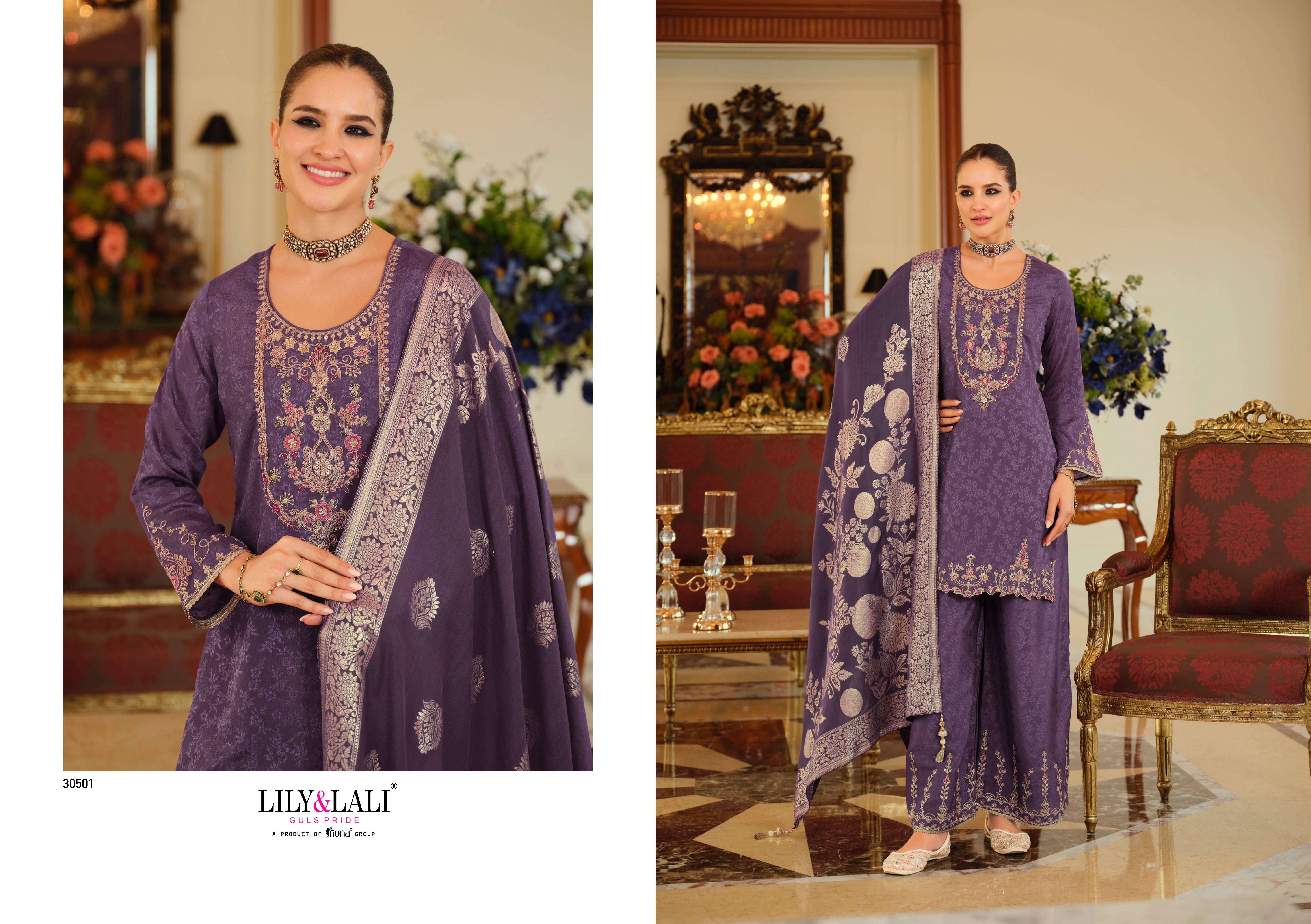 LILA AND LALI NATALIE JACQUARD DESIGNER FESTIVE WEAR LADIES SUIT