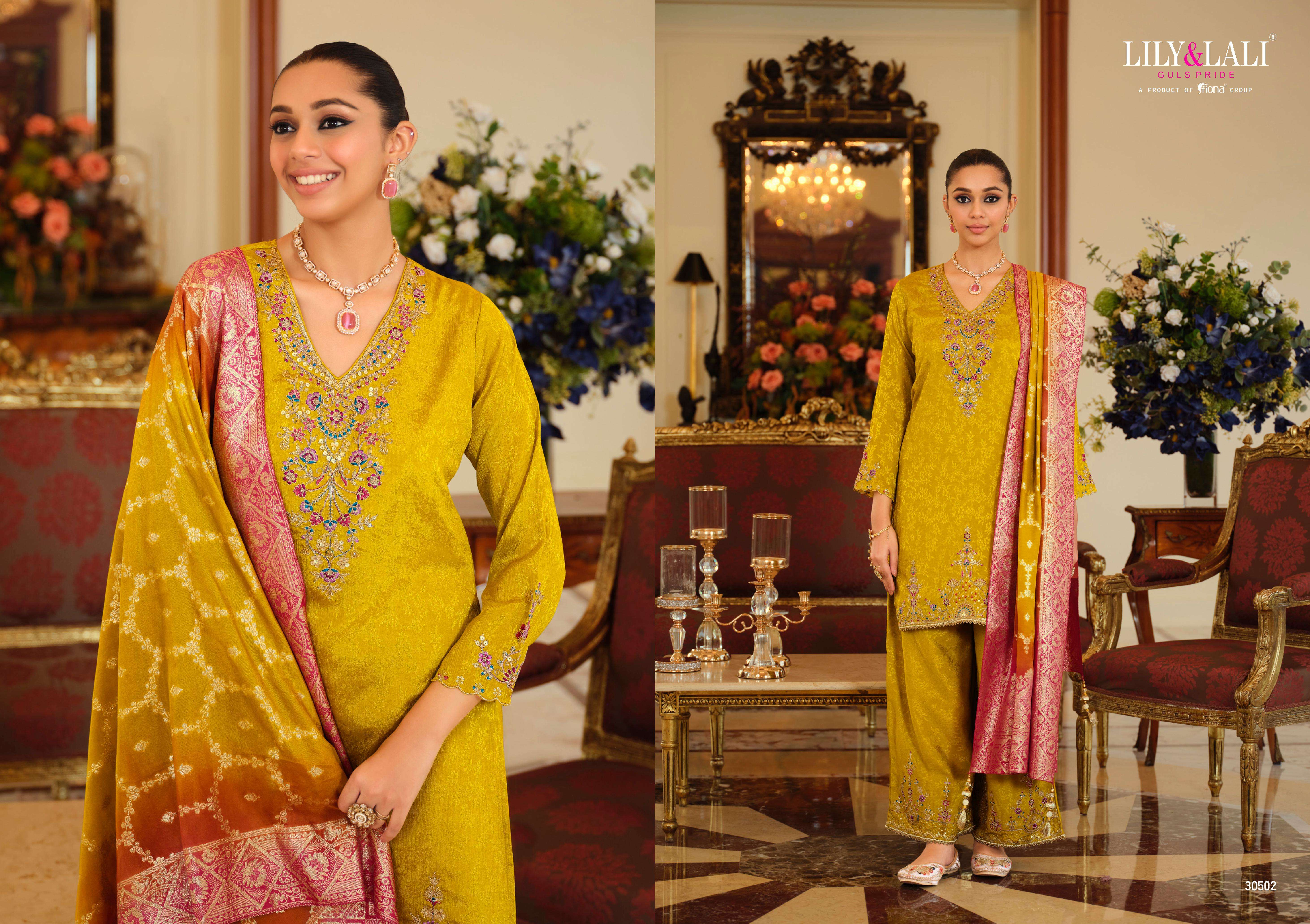 LILA AND LALI NATALIE JACQUARD DESIGNER FESTIVE WEAR LADIES SUIT