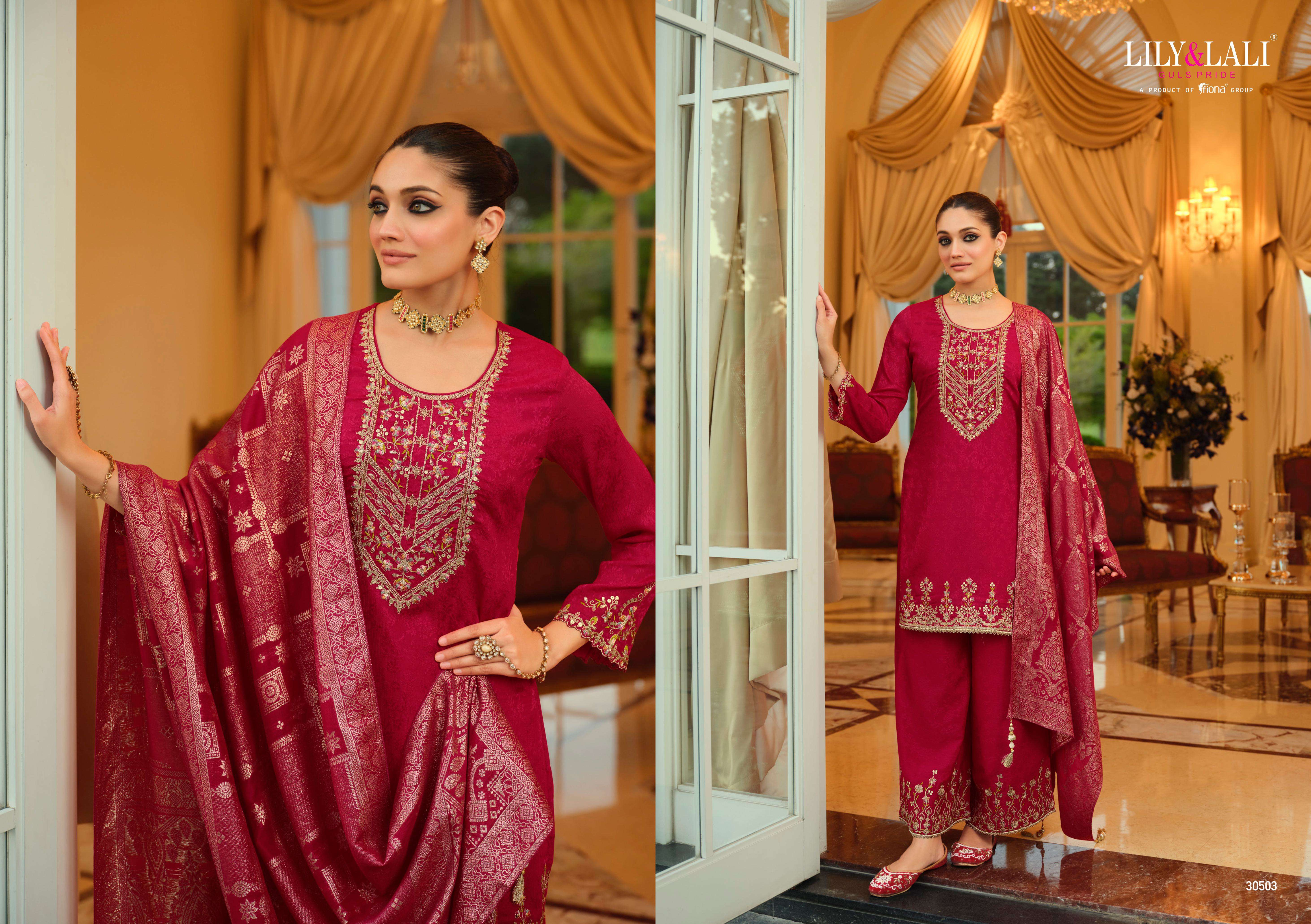 LILA AND LALI NATALIE JACQUARD DESIGNER FESTIVE WEAR LADIES SUIT