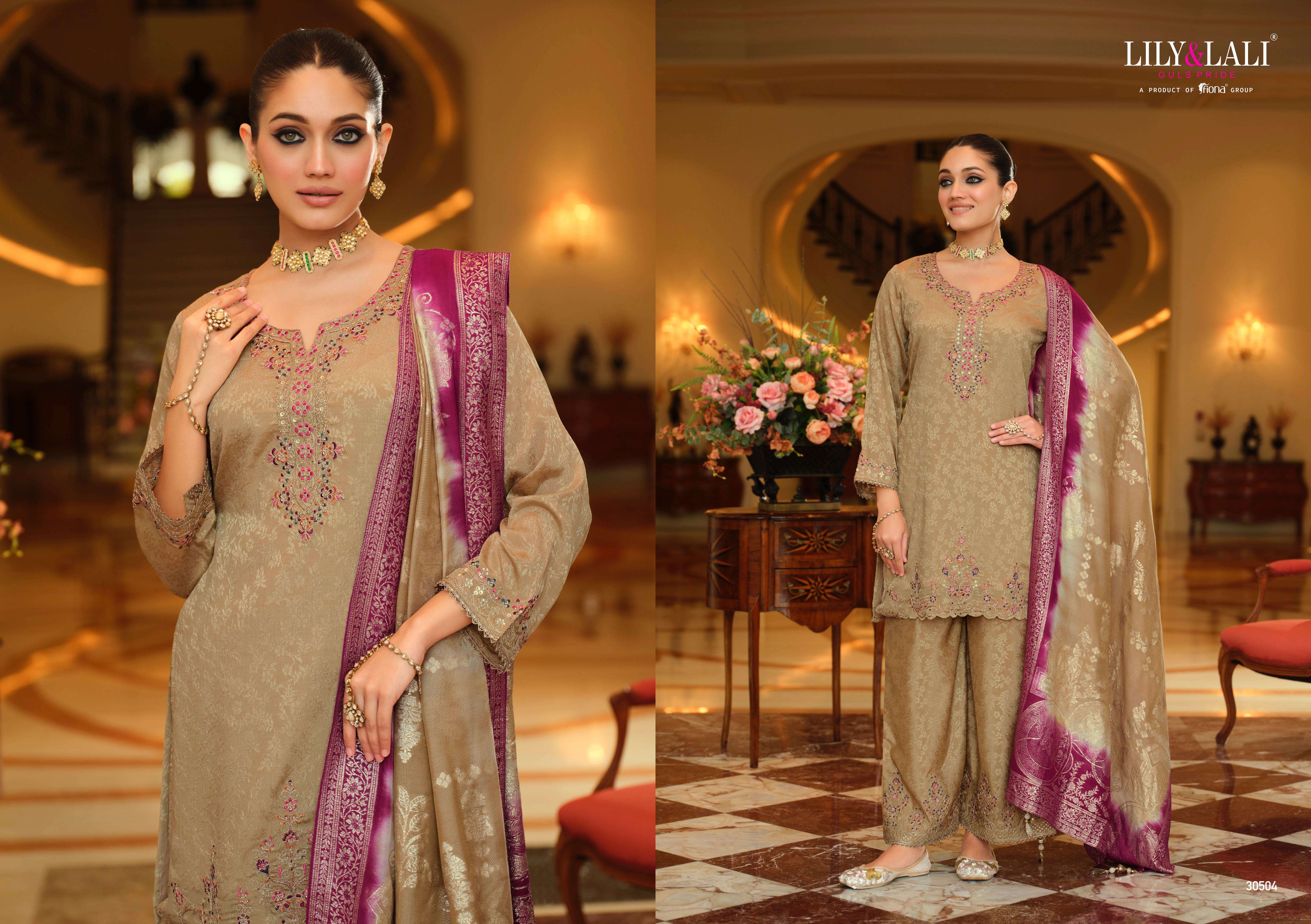 LILA AND LALI NATALIE JACQUARD DESIGNER FESTIVE WEAR LADIES SUIT