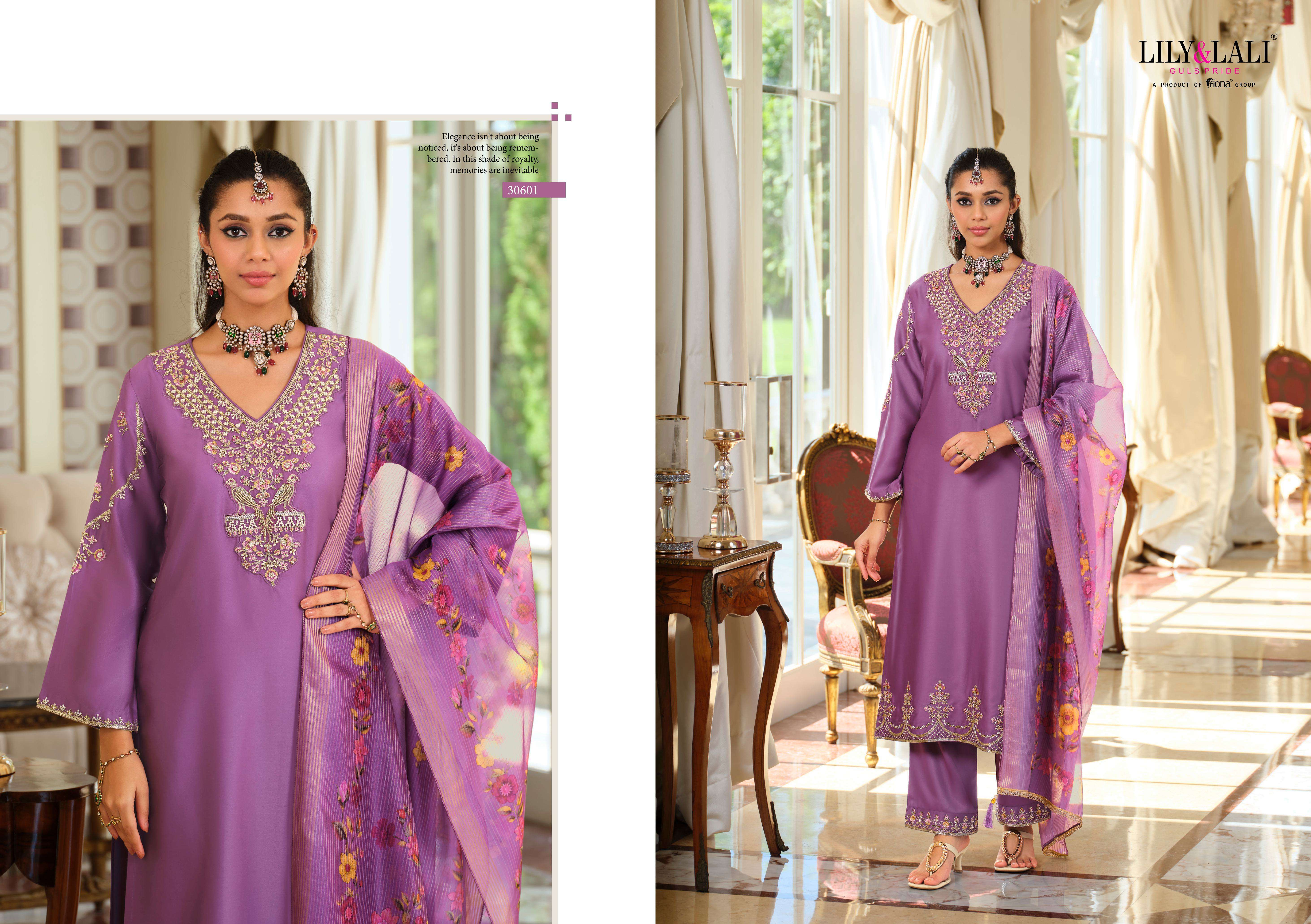 LILY AND LALI JENNIFER VISCOSE SILK BEAUTIFUL DESIGNER LOOK FUNCTION WEAR SUIT