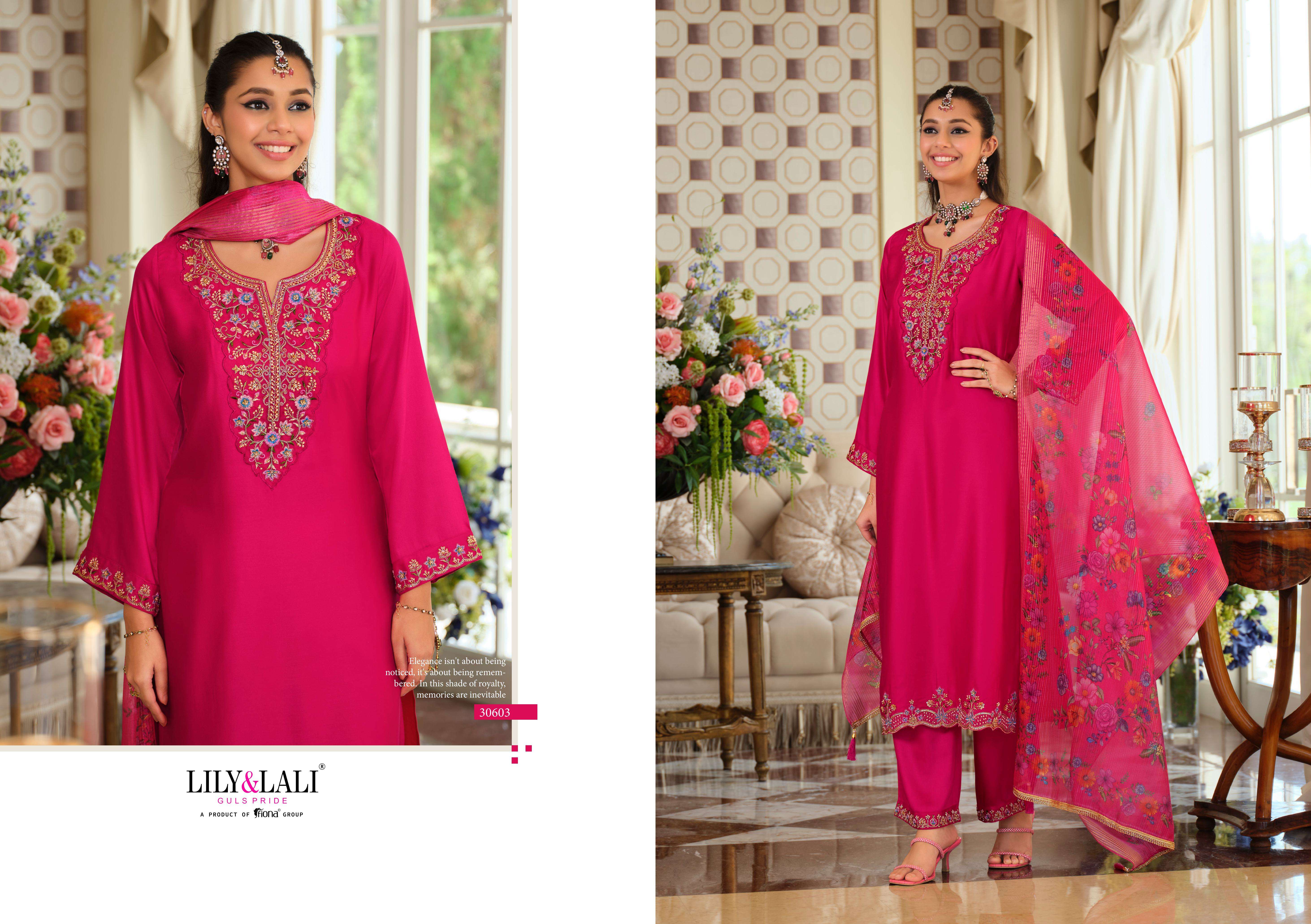 LILY AND LALI JENNIFER VISCOSE SILK BEAUTIFUL DESIGNER LOOK FUNCTION WEAR SUIT