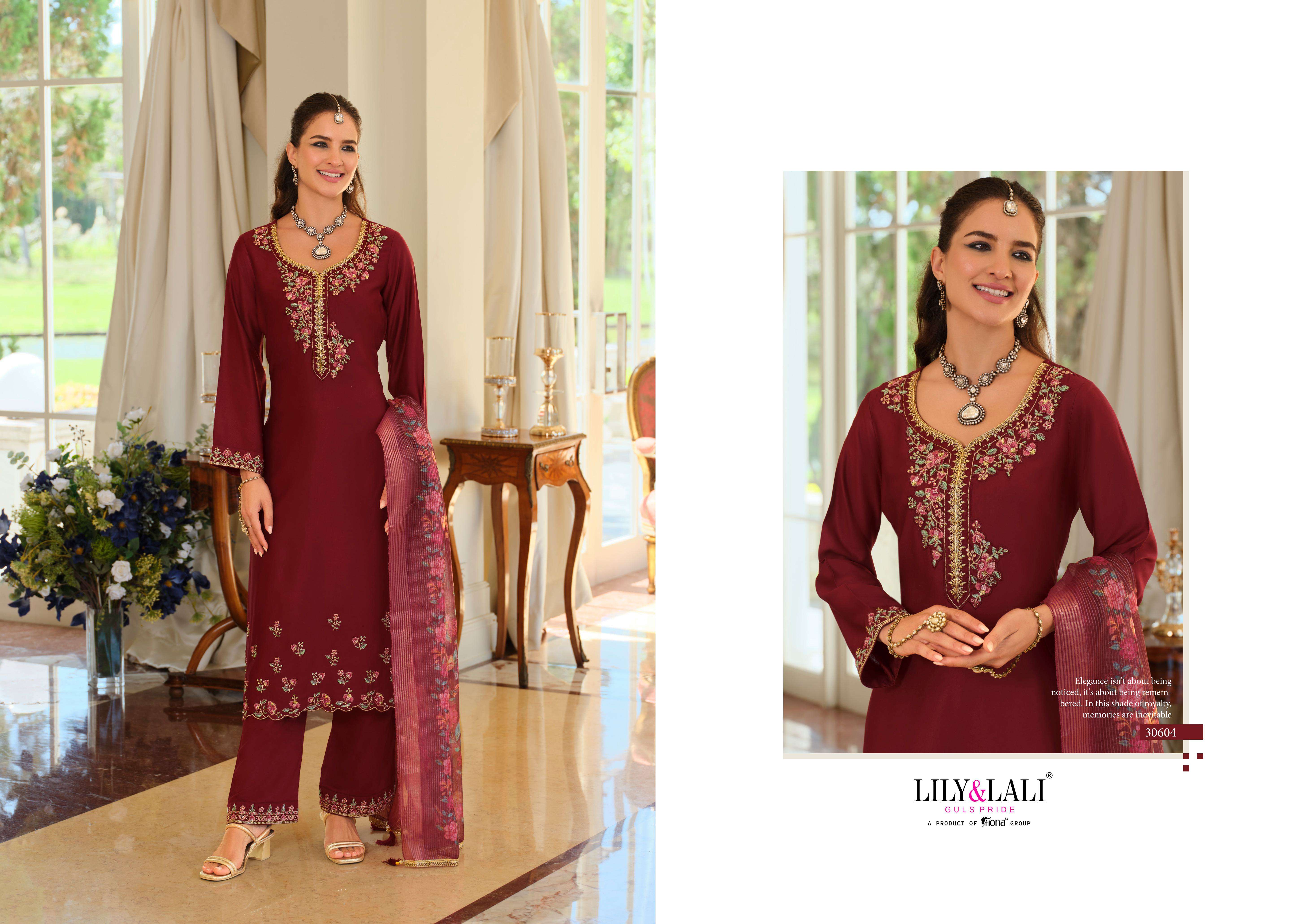LILY AND LALI JENNIFER VISCOSE SILK BEAUTIFUL DESIGNER LOOK FUNCTION WEAR SUIT
