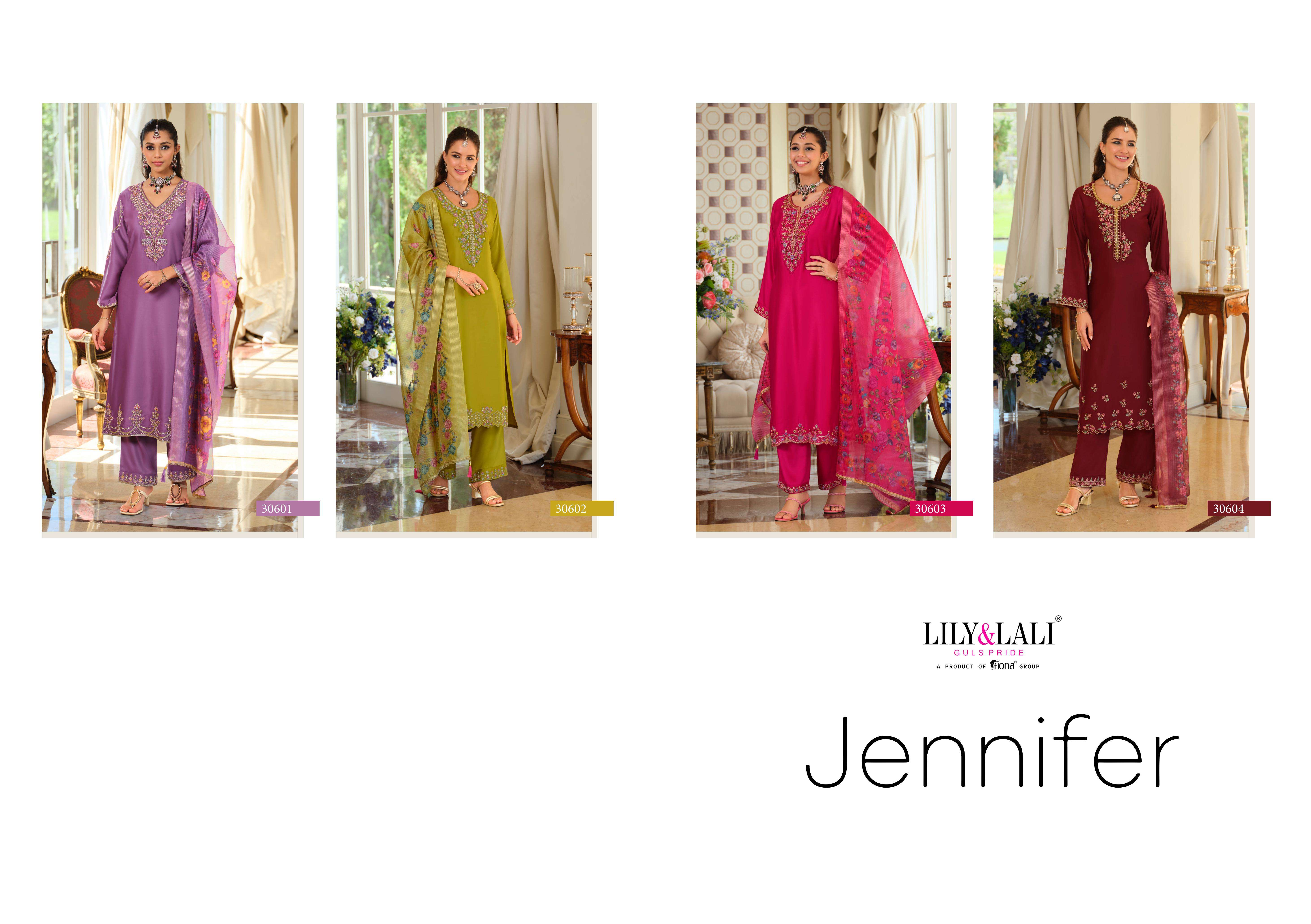 LILY AND LALI JENNIFER VISCOSE SILK BEAUTIFUL DESIGNER LOOK FUNCTION WEAR SUIT
