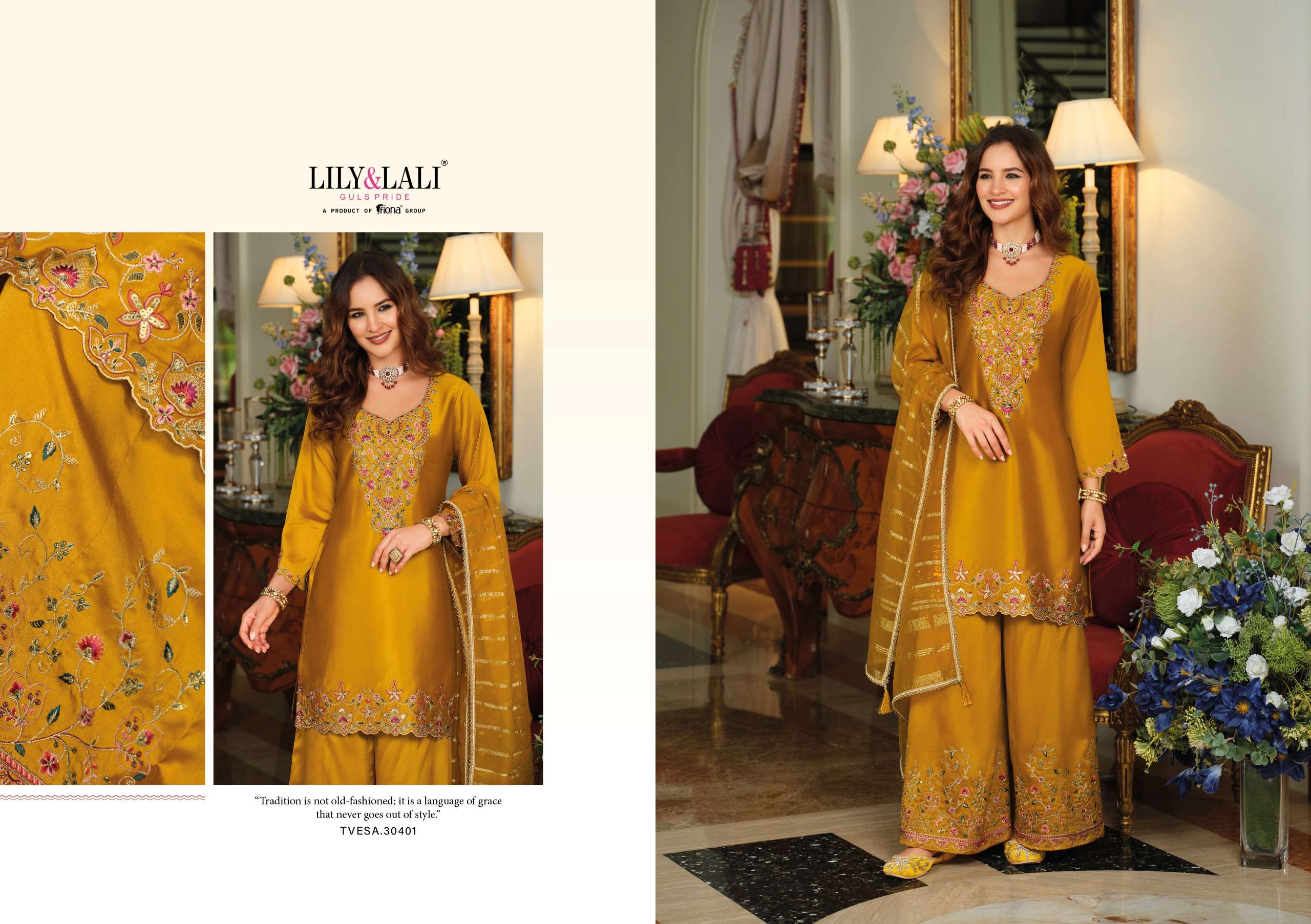 LILY AND LALI TVESA SILK BEAUTIFUL EMBROIDERY DESIGNER PARTY WEAR LADIES SUIT