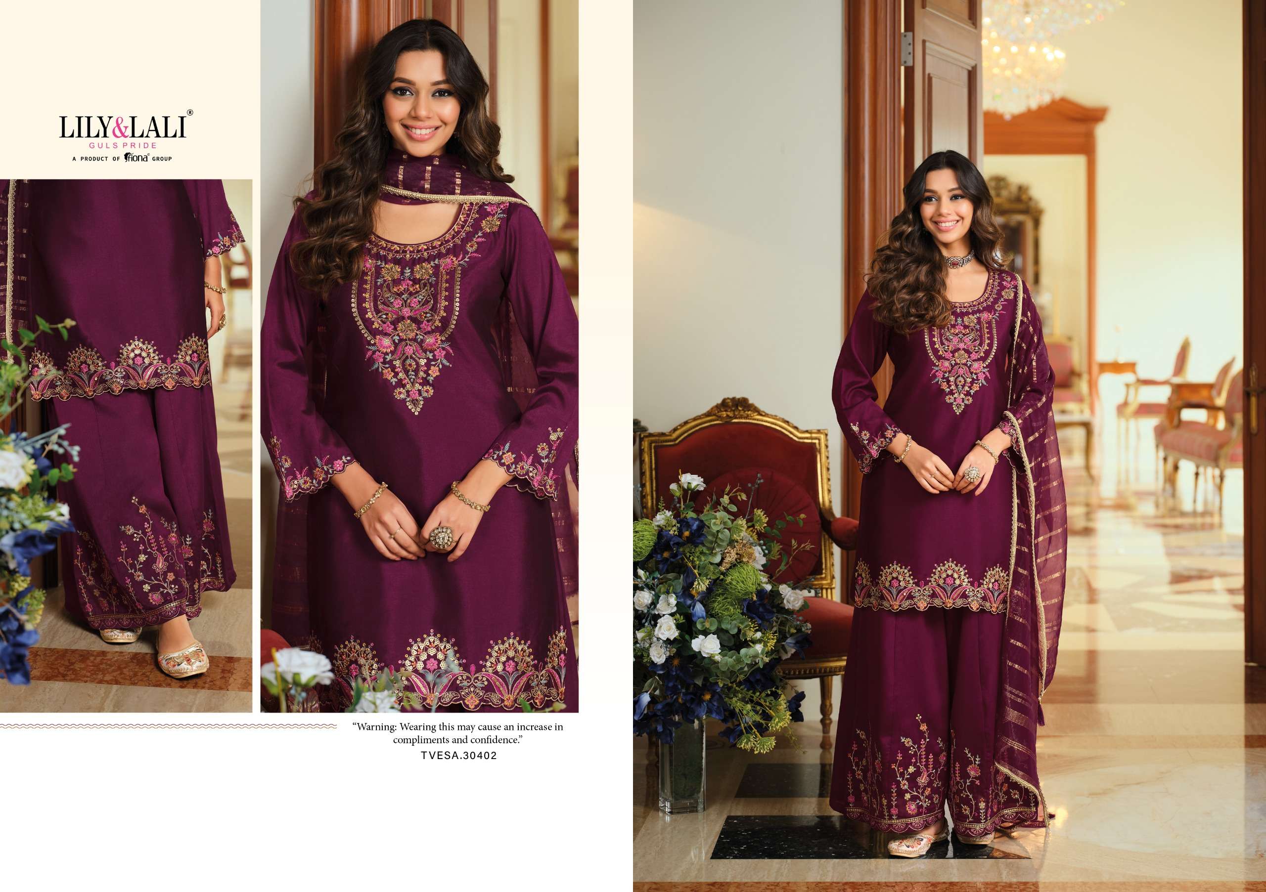 LILY AND LALI TVESA SILK BEAUTIFUL EMBROIDERY DESIGNER PARTY WEAR LADIES SUIT