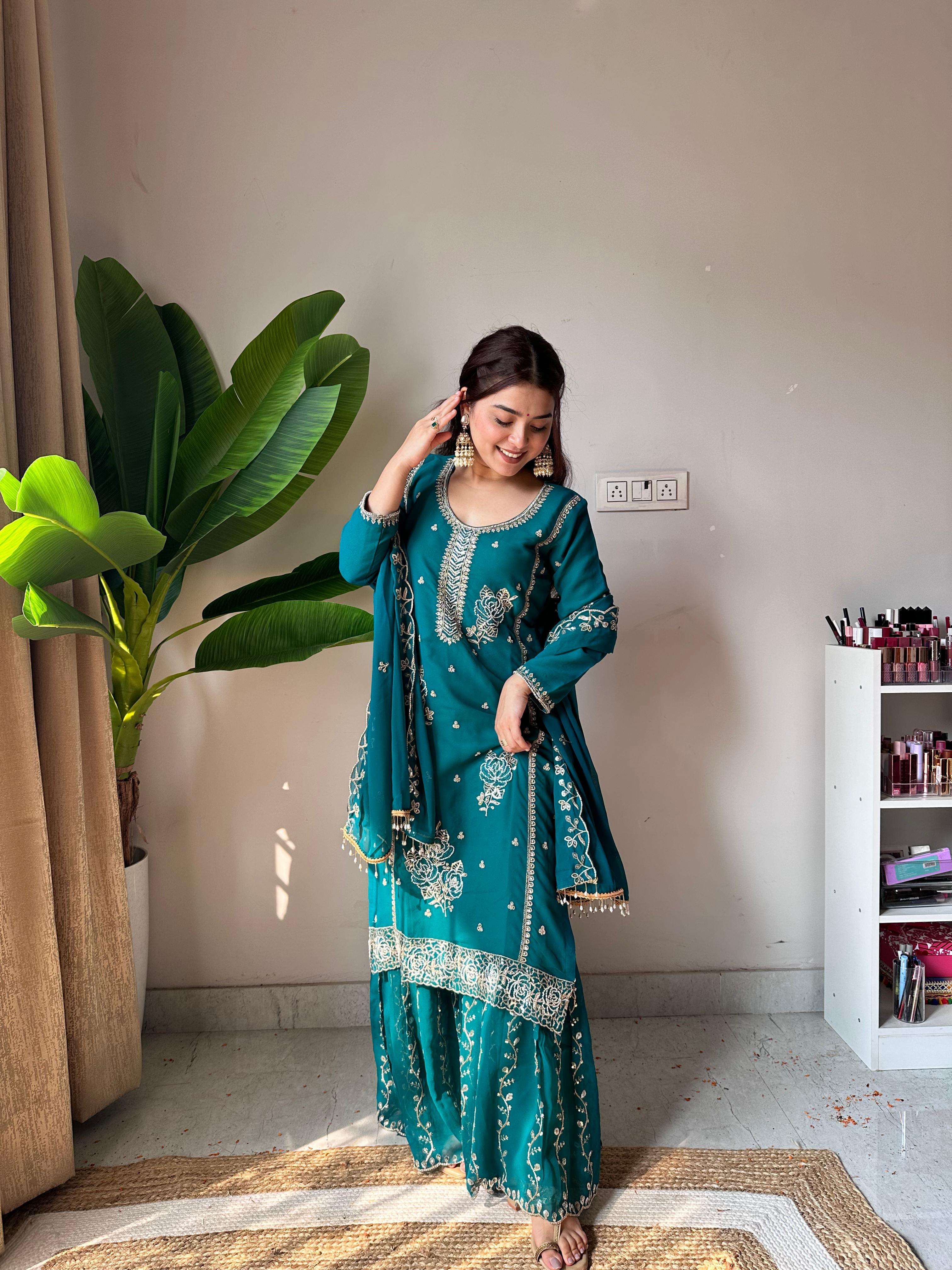 LM 15 GEORGETTE DESIGNER PARTY WEAR LADIES SHARARA SUIT