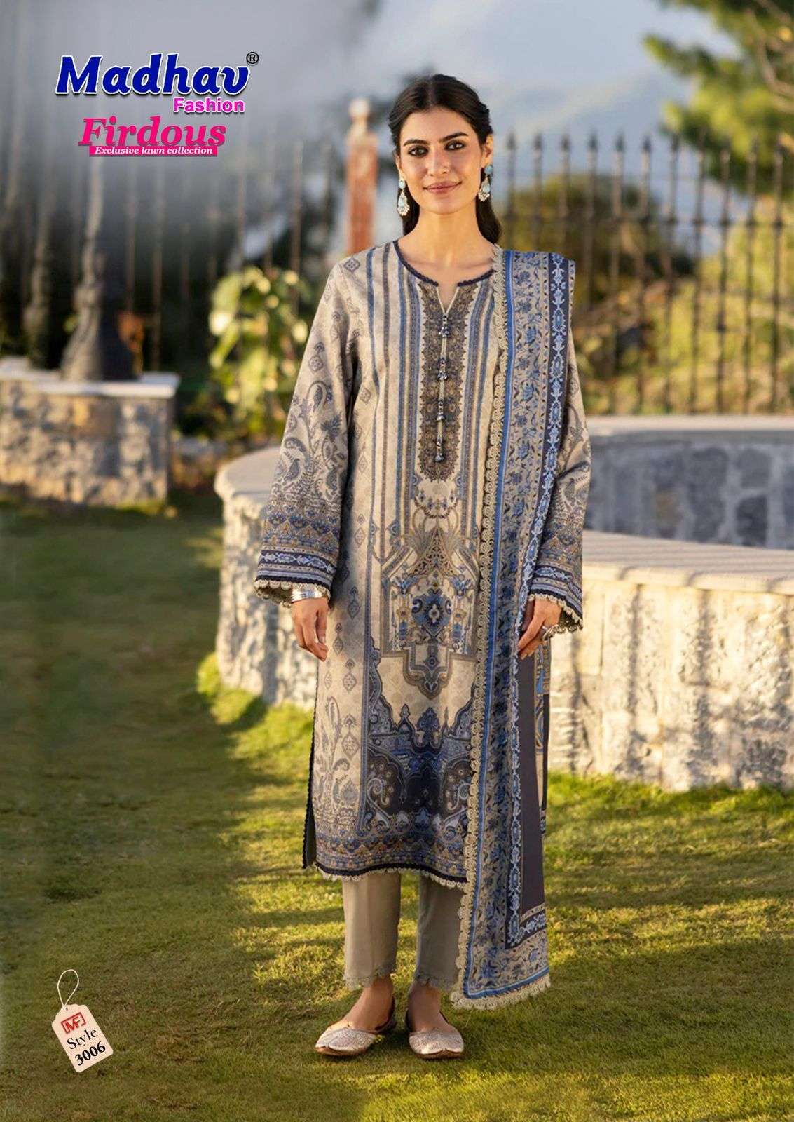 MADHAV FASHION FIRDOUS VOL 3 LAWN COTTON DIGITAL PRINTS SUIT