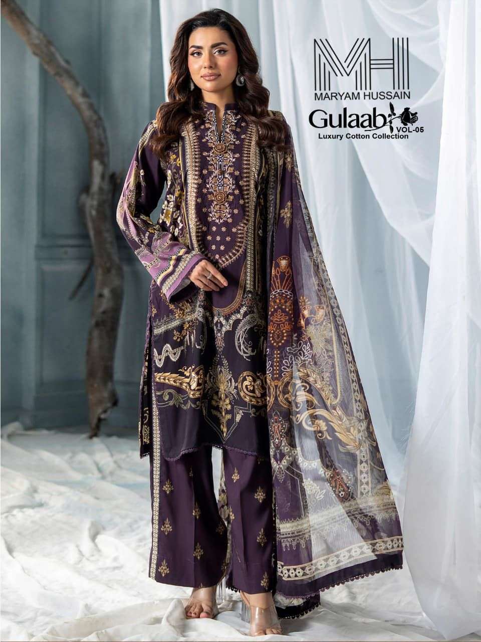 MARYAM HUSSAIN GULAAB VOL 5 COTTON DIGITAL KARACHI STYLE PRINT SUIT