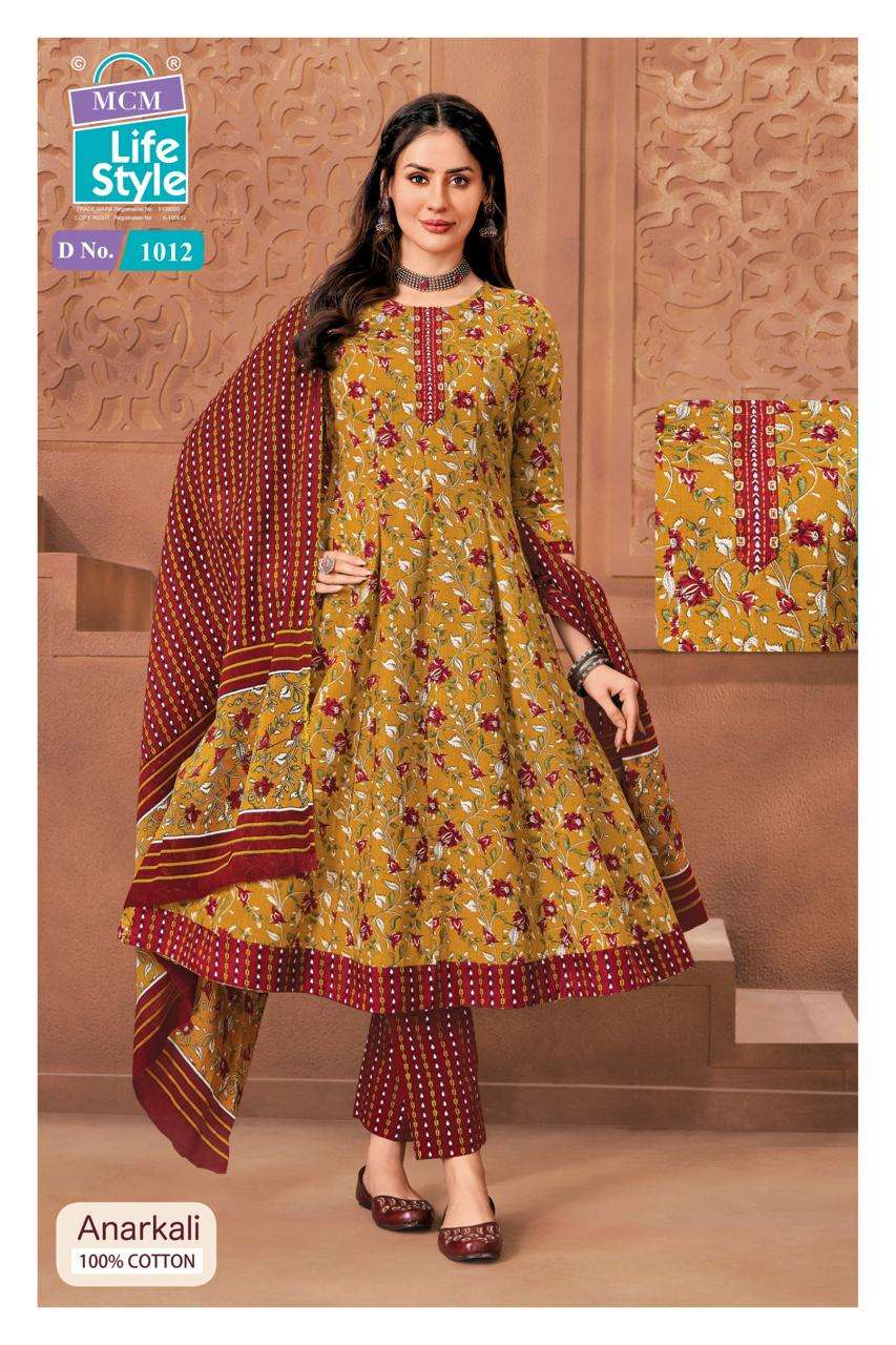 MCM LIFESTYLE ANARKALI VOL 10 COTTON FROCK STYLE LADIES KURTI WITH PANT AND DUPPATTA 