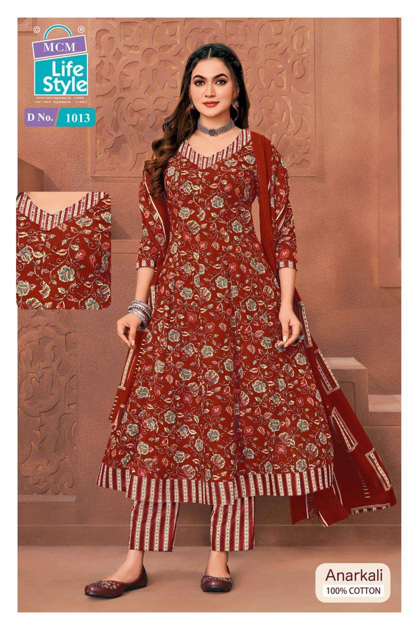 MCM LIFESTYLE ANARKALI VOL 10 COTTON FROCK STYLE LADIES KURTI WITH PANT AND DUPPATTA 