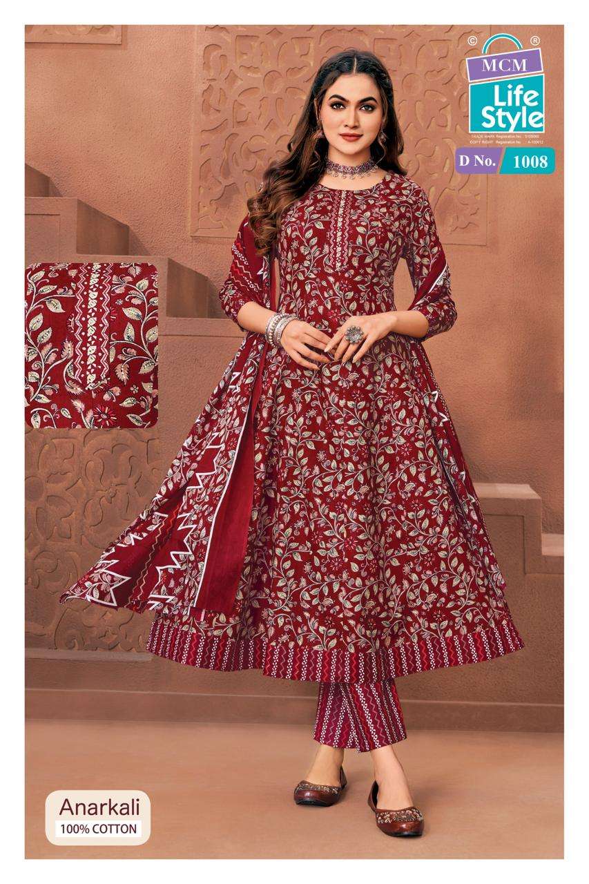 MCM LIFESTYLE ANARKALI VOL 10 COTTON FROCK STYLE LADIES KURTI WITH PANT AND DUPPATTA 
