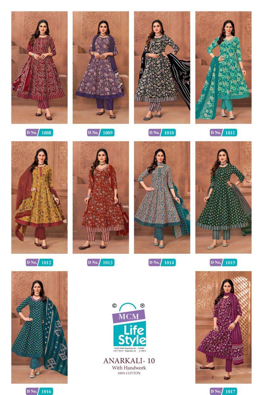MCM LIFESTYLE ANARKALI VOL 10 COTTON FROCK STYLE LADIES KURTI WITH PANT AND DUPPATTA 