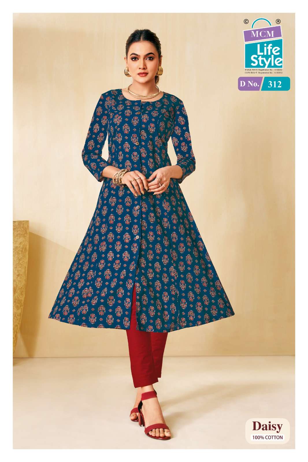 MCM LIFESTYLE DAISY VOL 3 FANCY A LINE CUT PATTERN LADIES KURTI 