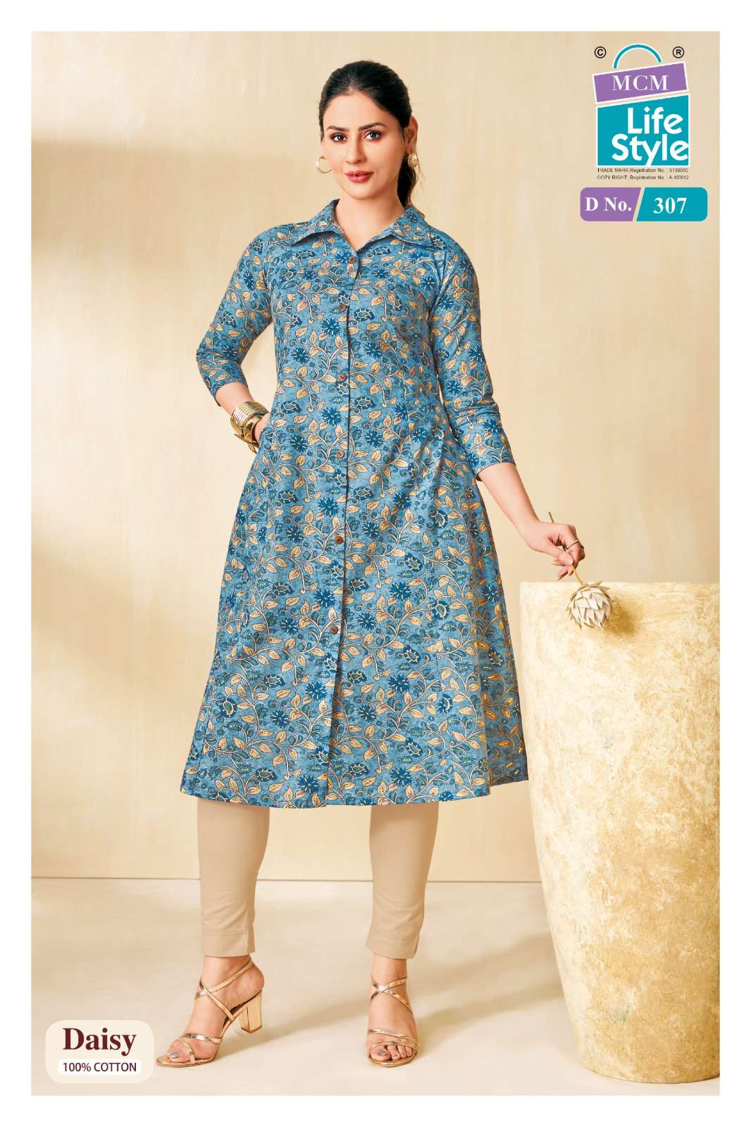 MCM LIFESTYLE DAISY VOL 3 FANCY A LINE CUT PATTERN LADIES KURTI 