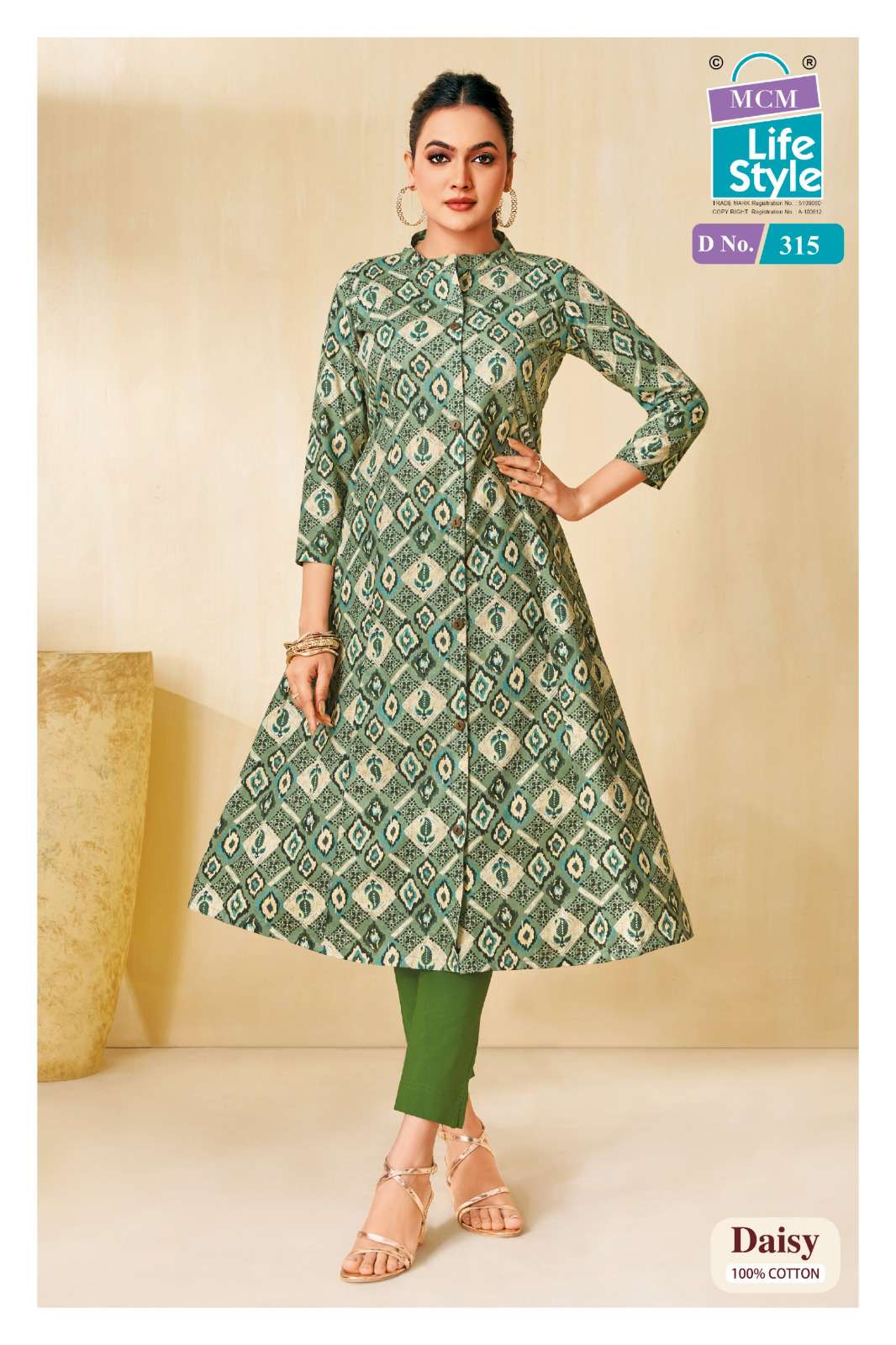MCM LIFESTYLE DAISY VOL 3 FANCY A LINE CUT PATTERN LADIES KURTI 