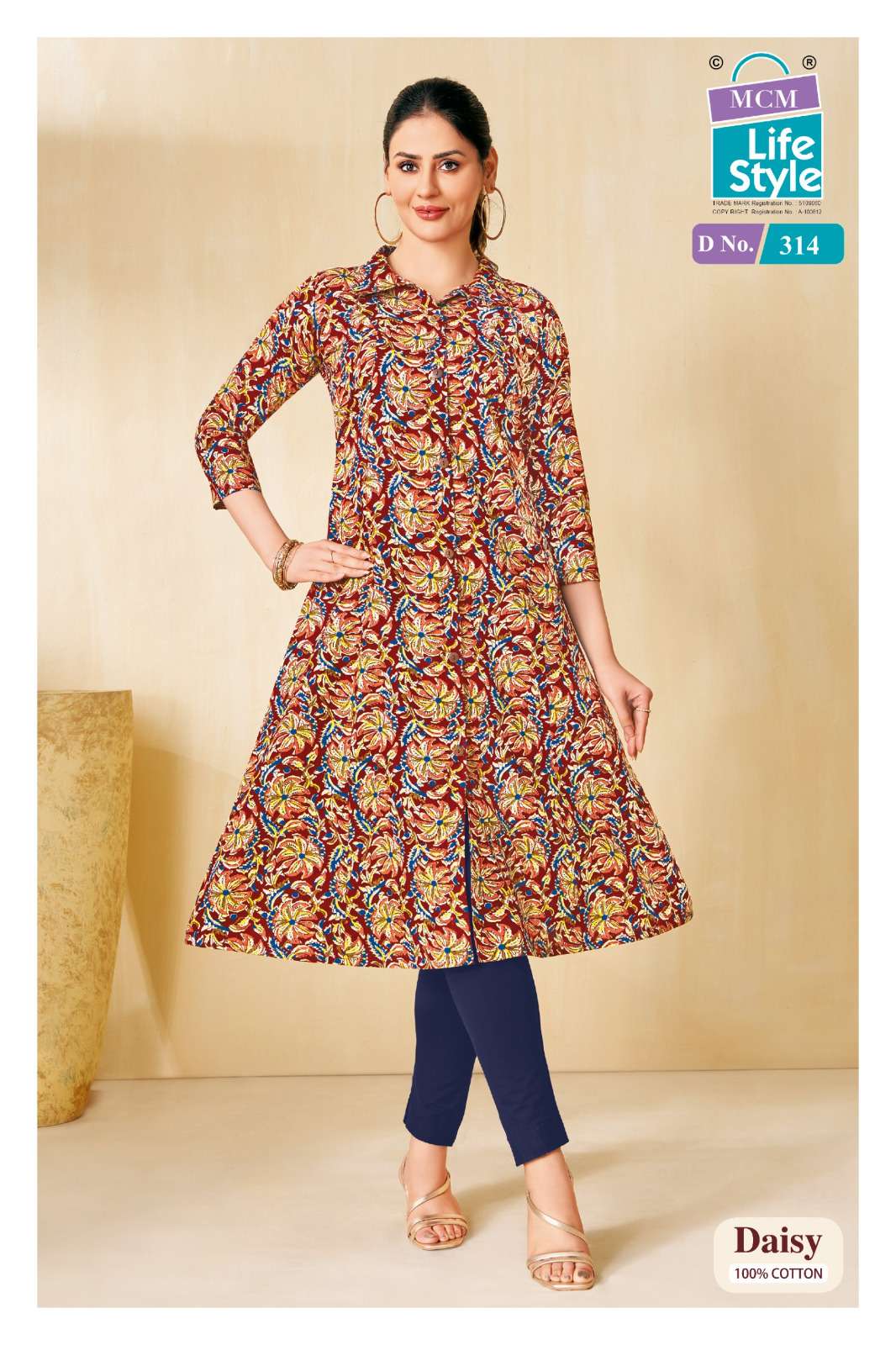 MCM LIFESTYLE DAISY VOL 3 FANCY A LINE CUT PATTERN LADIES KURTI 