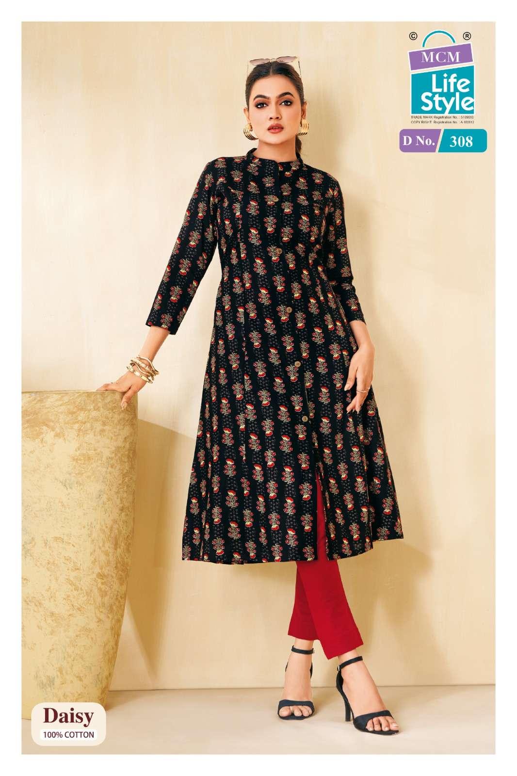 MCM LIFESTYLE DAISY VOL 3 FANCY A LINE CUT PATTERN LADIES KURTI 