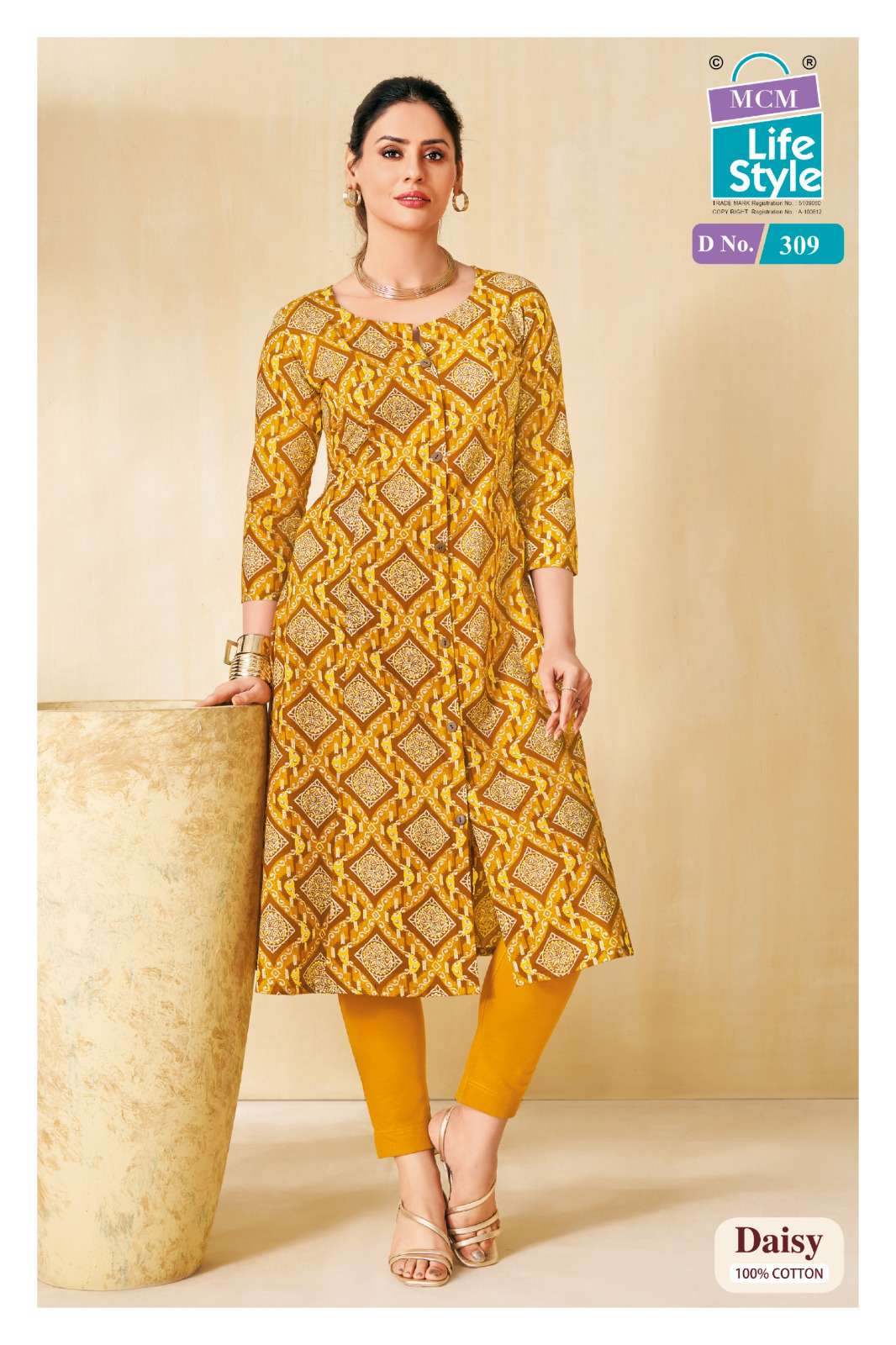 MCM LIFESTYLE DAISY VOL 3 FANCY A LINE CUT PATTERN LADIES KURTI 